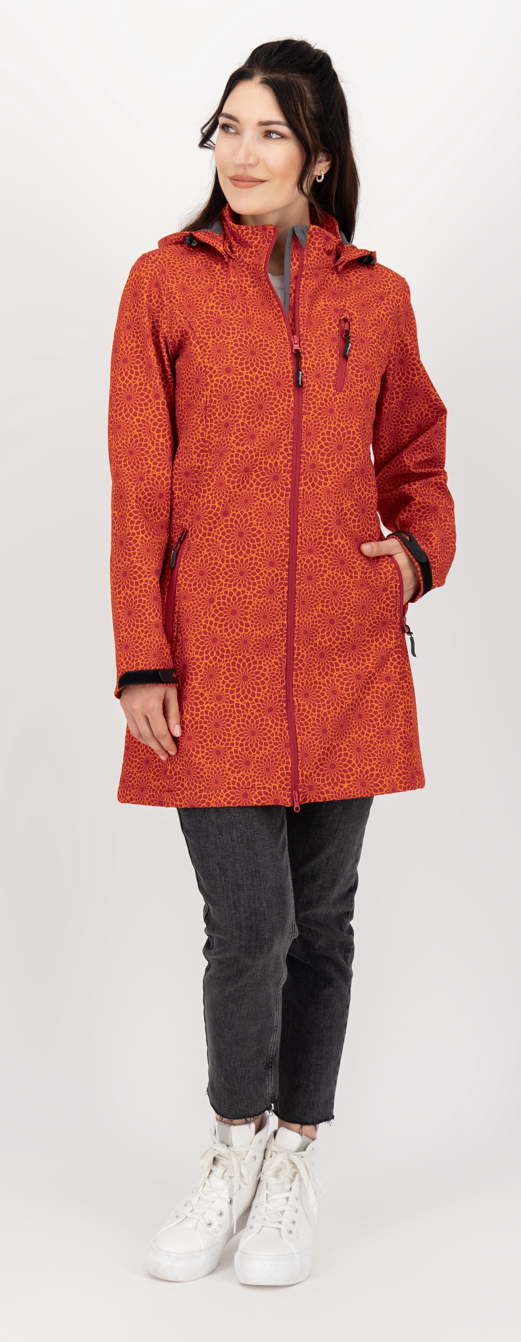 DEPROC Active Softshelljacke SHELBY LONG leichter Softshell Kurzmantel mit abnehmbarer Kapuze
