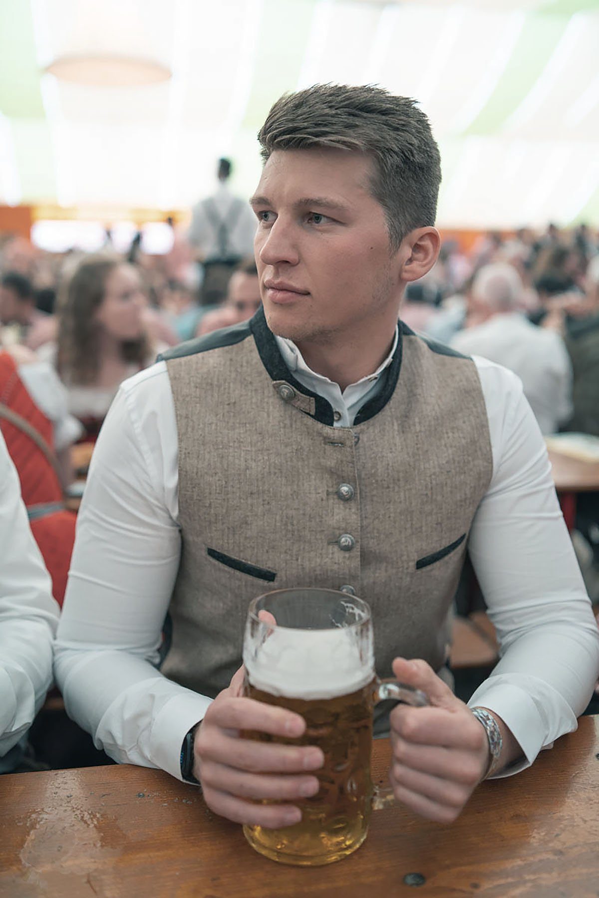 Anzugweste, Weste, Trachtenweste Oktoberfest Moschen-Bayern Gilet mit Stehkragen, Hochzeitsweste Trachten Hochzeitsweste Herren Weste Herrenweste Grau Trachtenweste Weste