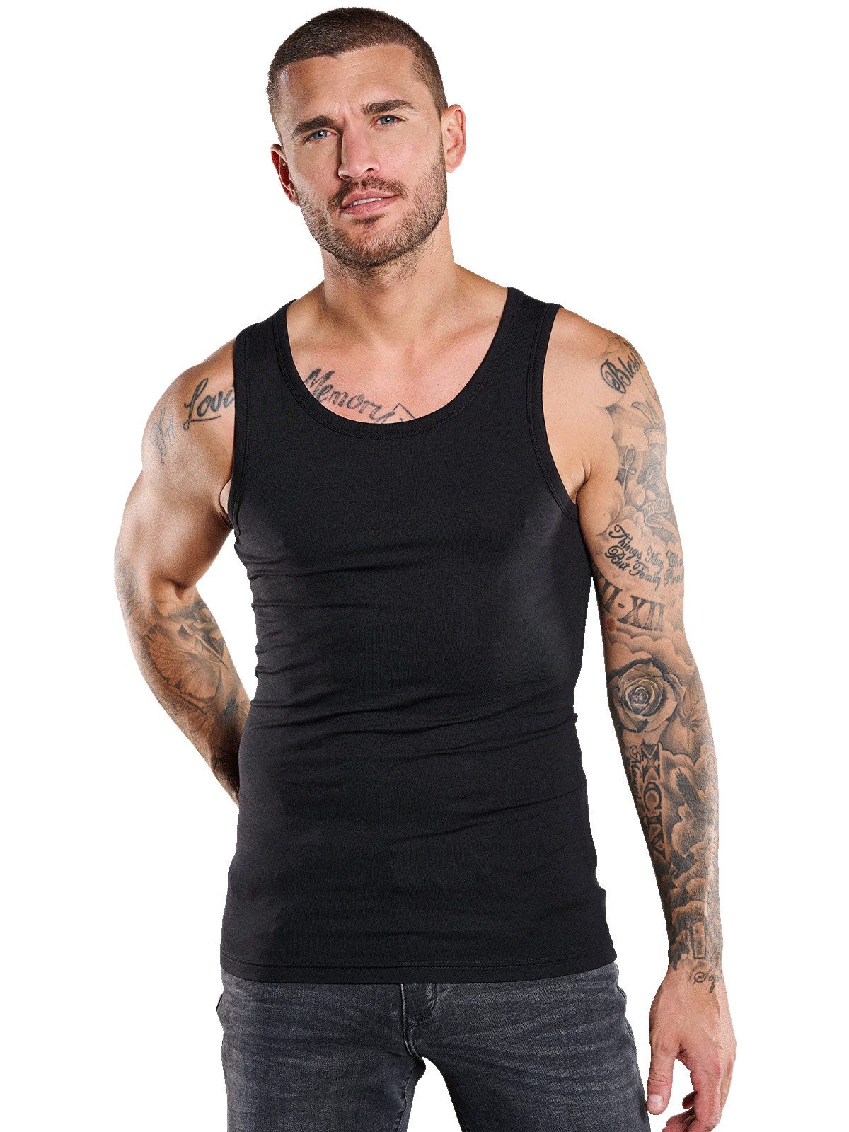 emilio adani Ripptanktop Herren Tank Top, Schwarz