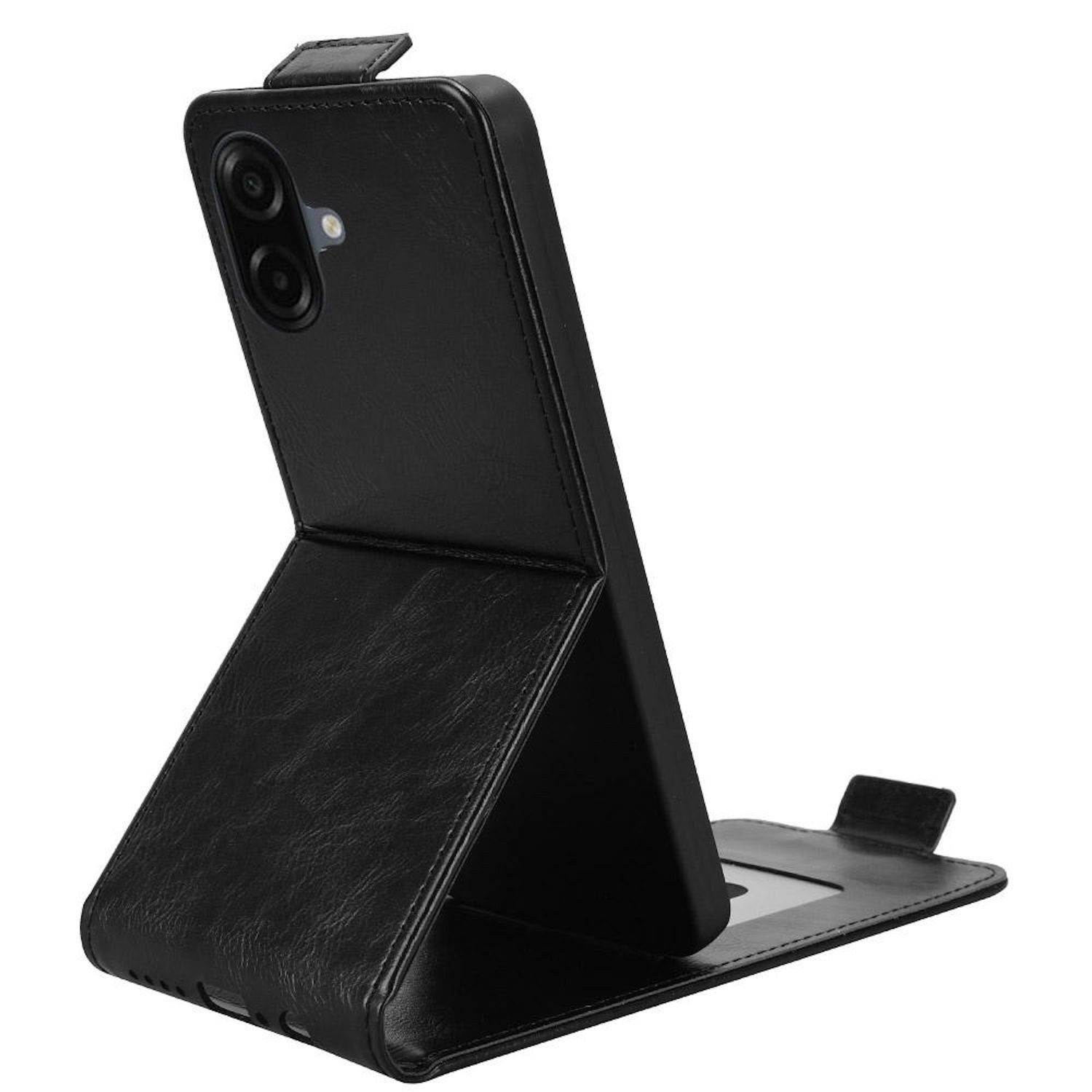 Wigento Smartphone-Hülle Für Samsung Galaxy A07 4G Magnetische Flip Kunstleder Hülle Schwarz, Magnetverschluss, Kartenfächer, Halterfunktion