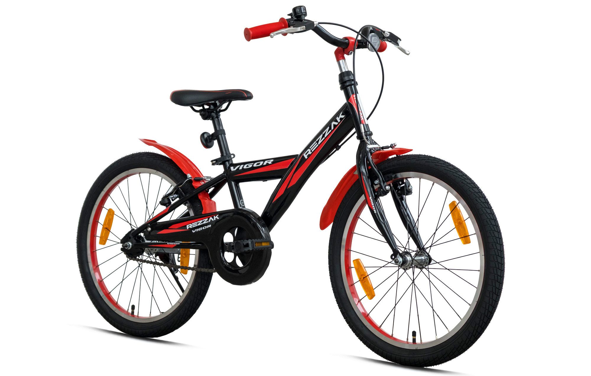 Rezzak Kinderfahrrad 20 Zoll Kinderfahrrad Jungenfahrrad Kinder schwarz Rot, 1 Gang