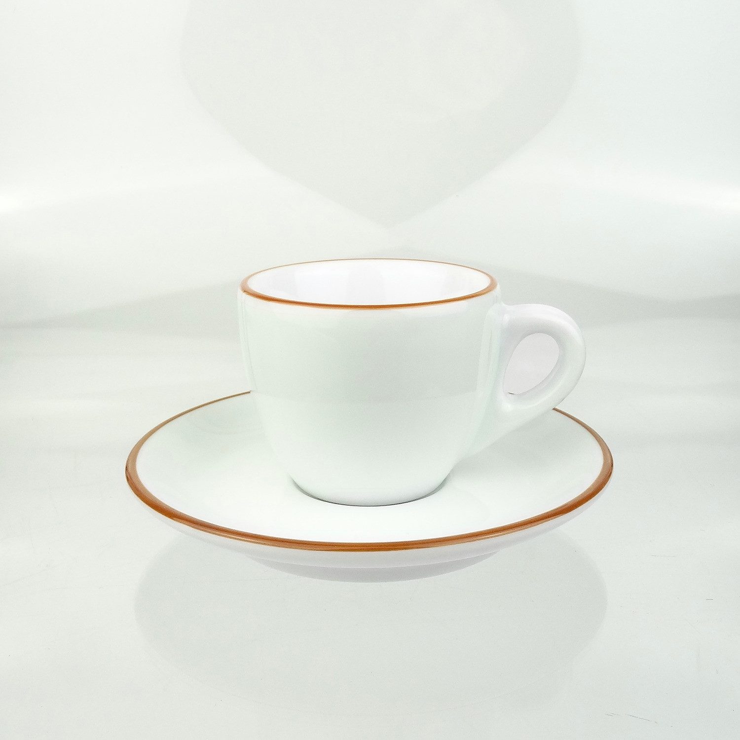 Ancap Espressotasse dickwandig, »Verona«, weiß mit karamellfarbenem Rand, 70 ml, 2-tlg., Hartporzellan