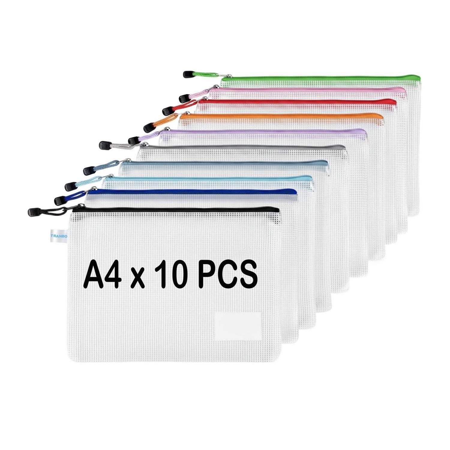 LuxusKollektion Organisationsmappe A4 Zip-Beutel 10er Pack mit Beschriftungsfach