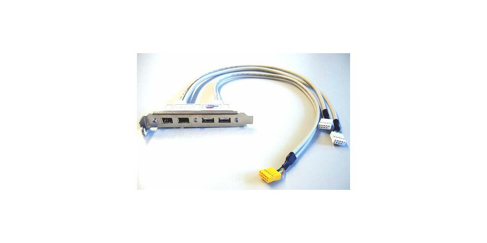 MiniPC.de Slotblende mit 2x USB 2.0 und 2x Firewire Anschluss Computer-Adapter