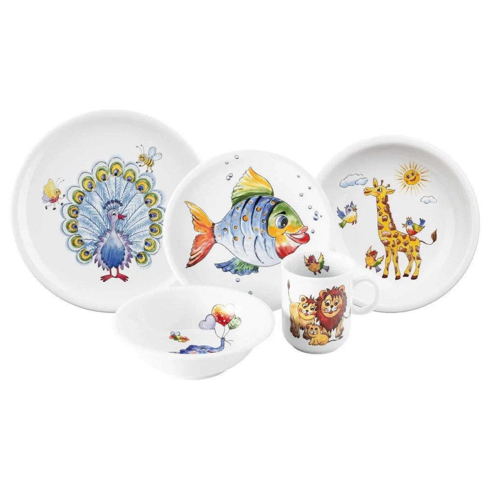 Seltmann Weiden Kindergeschirr-Set Seltmann Weiden Compact Bunte Tierwelt Kinder Set 5 tlg., 1 Personen, Porzellan