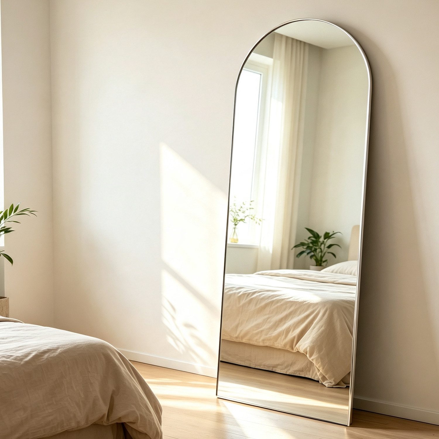 CASSILANDO Ganzkörperspiegel gewölbter Bodenspiegel, großer Boden-Spiegel,mit Alu-Rahmen,162*53cm (Packung), Ganzkörperspiegel mit Halterung, Wandspiegel,Gewölb – Bild 3 von 5