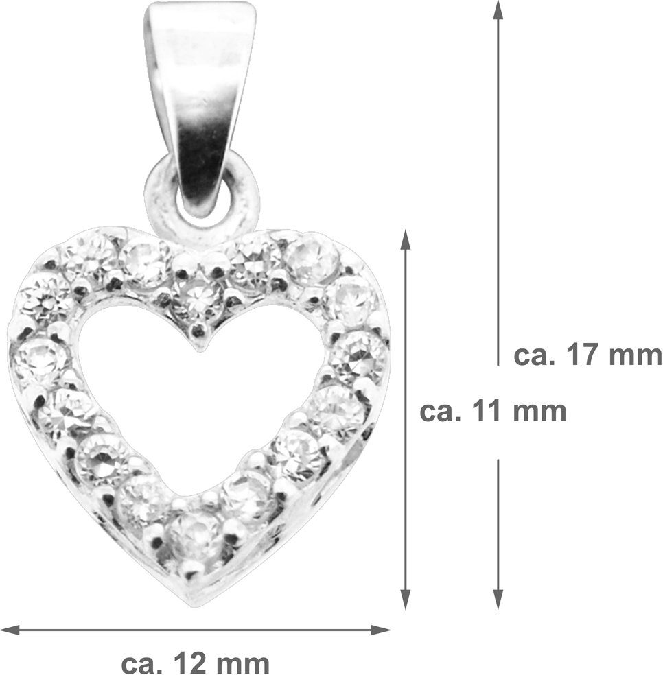 LUISIA® Kettenanhänger mit Silber Herz Anhänger 925 - (inkl. Schmuckbox) Sterling Zirkonia