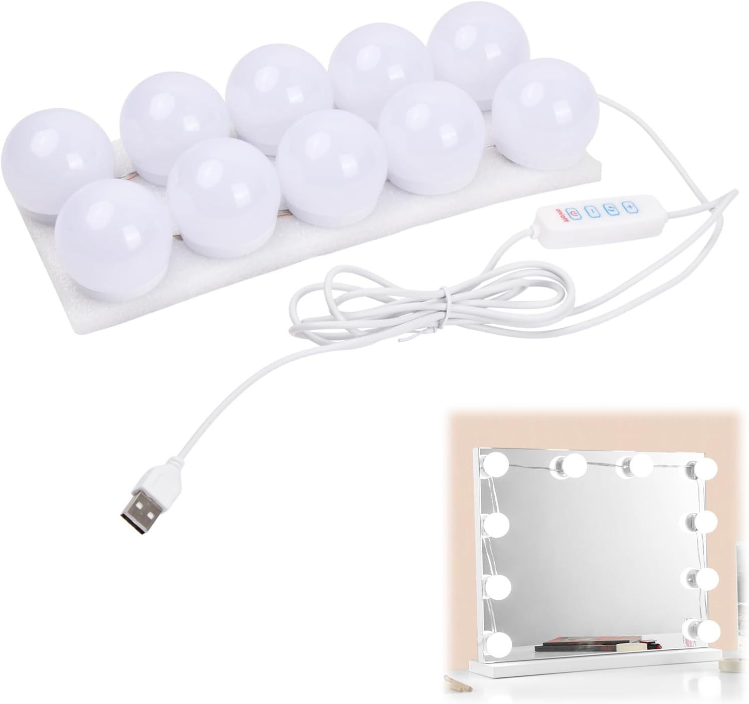 FELIXLEO Schminkspiegel 10 LED Spiegelleuchte 3 Farbe Hollywood Schminklicht Spiegellampe