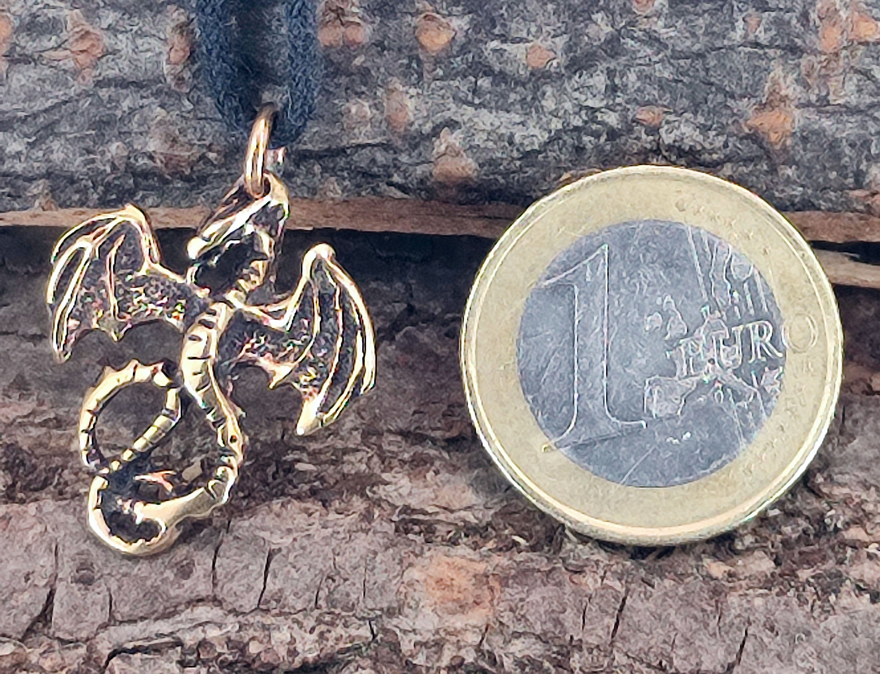 Bronze of Dragon Fabelwesen Feuer Mystik Kiss Kettenanhänger Fabel Leather Drache