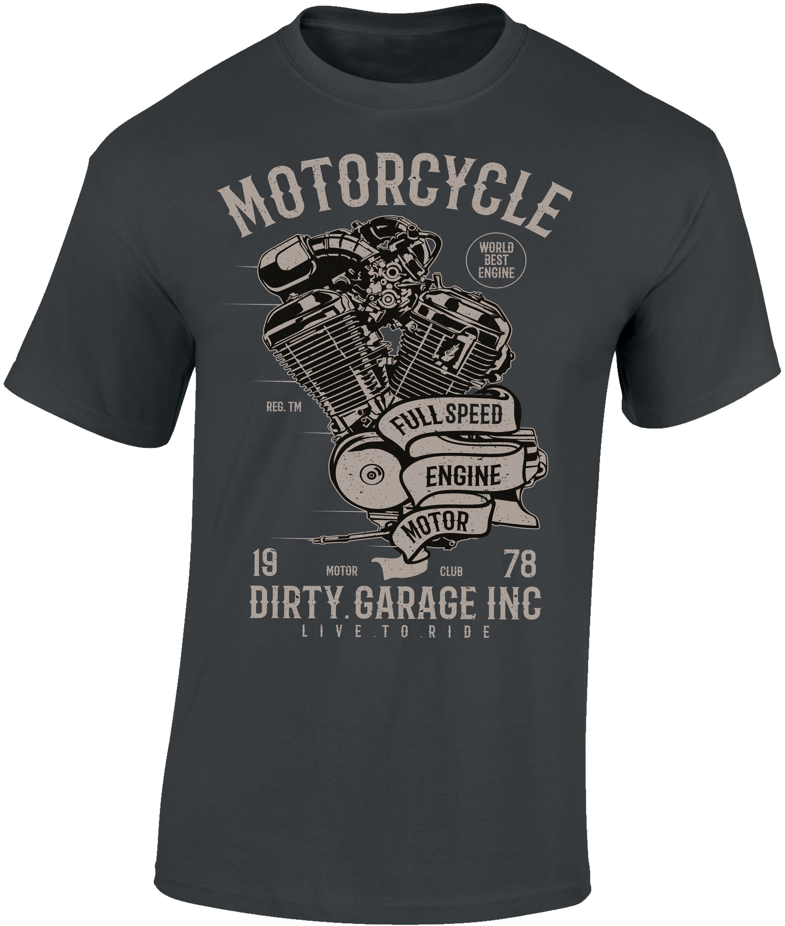 Baddery Print-Shirt Biker Shirt: "Dirty Garage" günstig online kaufen