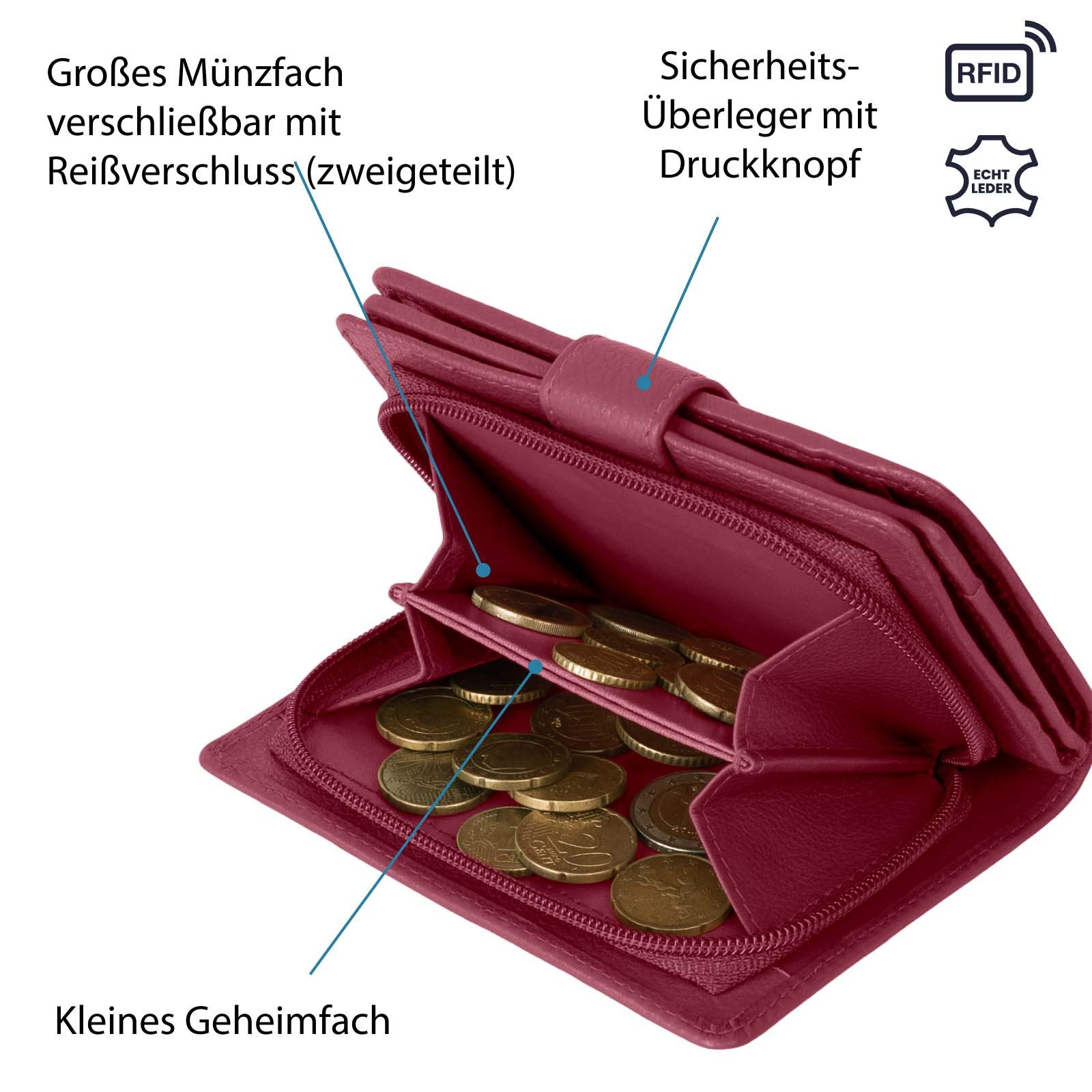 Money Maker Geldbörse RFID Damen Geldbörse Portemonnaie Geldbeutel Damenbörse Leder, Damen Geldbörse klappbar mit Drückknopf Portemonnaie Geldbeutel