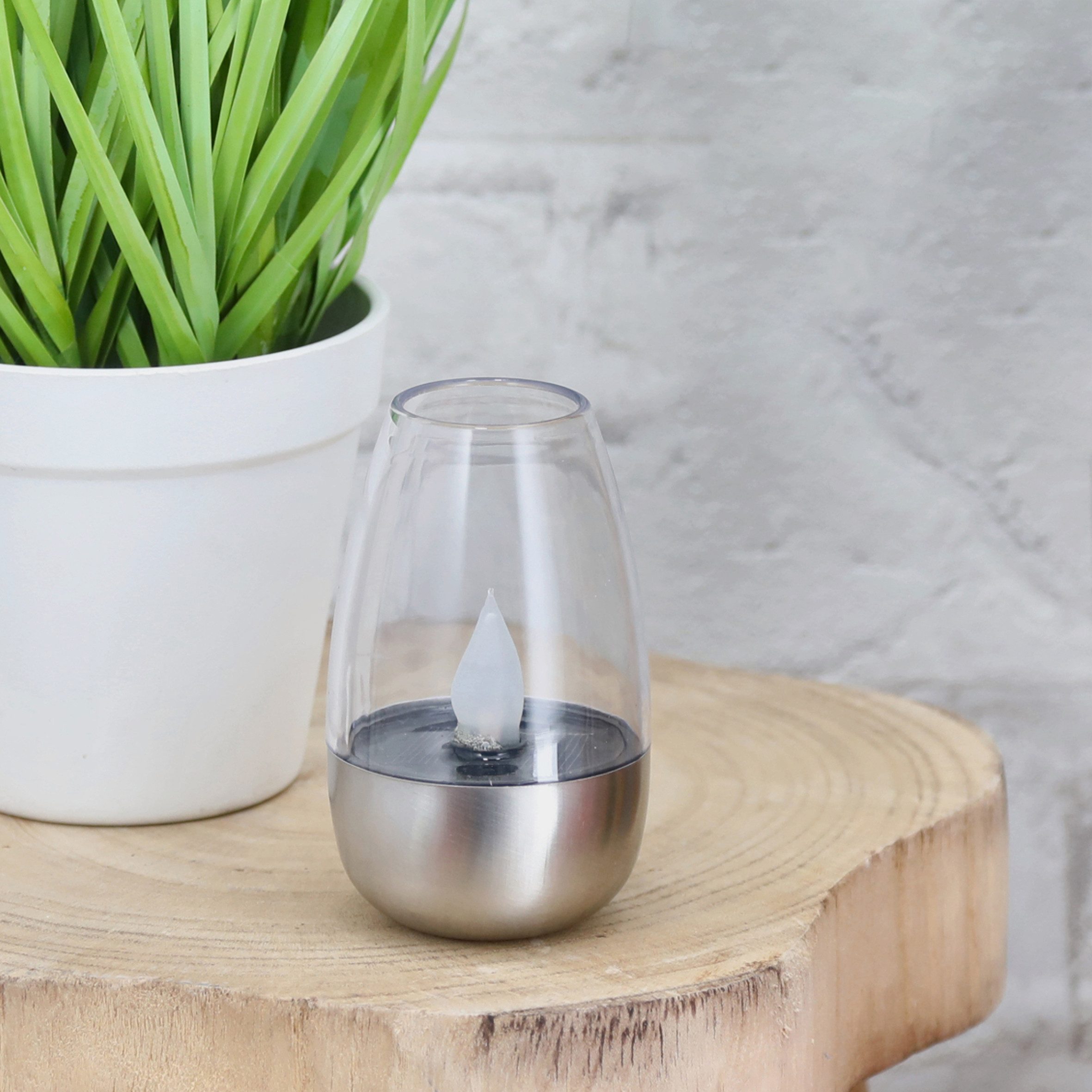 Spetebo Außen-Tischleuchte Mini Solar LED Tisch Lampe 10 x 6 cm - 4er Set, Tischlampe, LED fest integriert, warmweiß, Garten Balkon Deko Beleuchtung