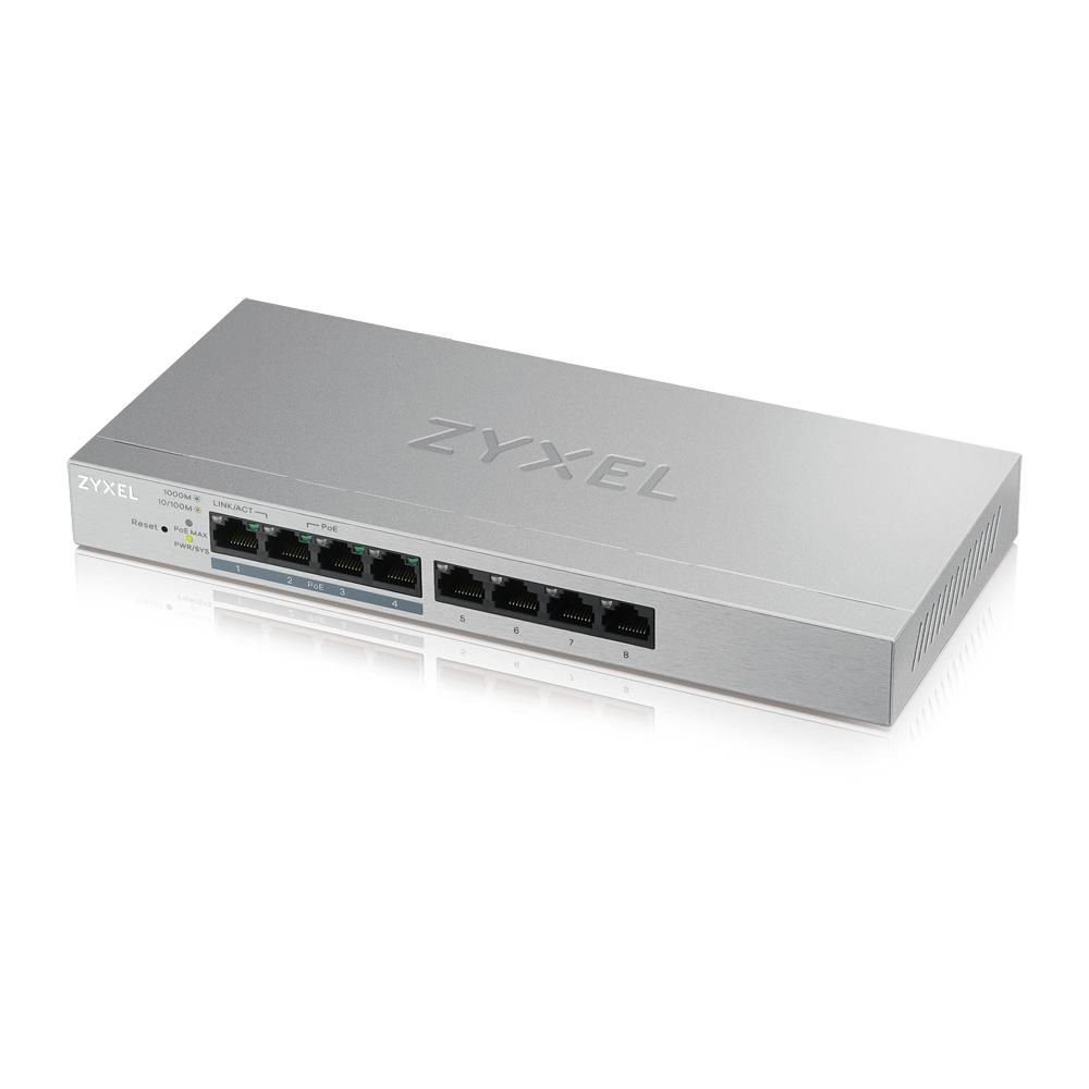 ZYXEL Switch GS1200-8HP V2 PoE+ webmanaged Switch 4xPoE 60W Netzwerk-Switch
