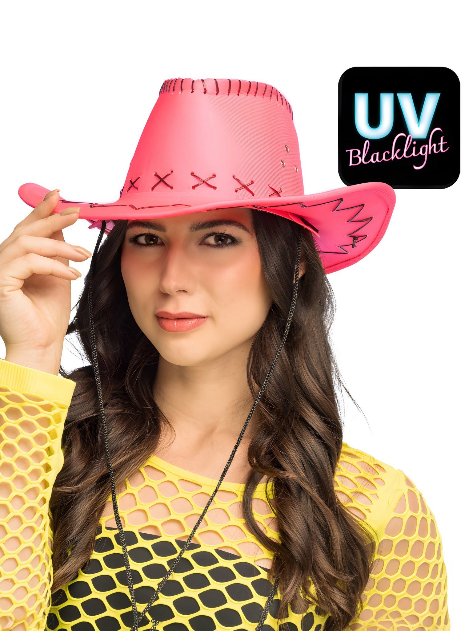 Boland Kostüm Festival Cowboyhut neon-pink, Pure Wonne: fällt auf Festivals krass auf und schützt vor Sonne!