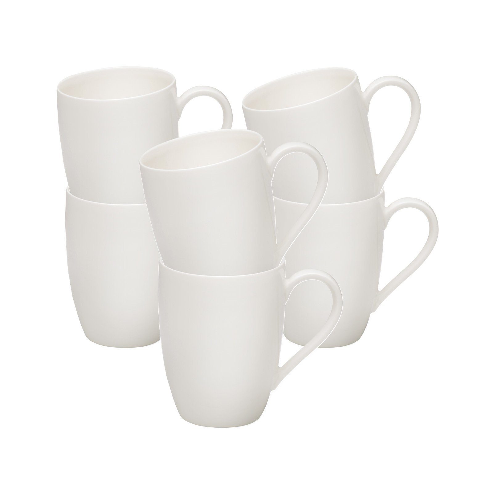 vivo Villeroy & Boch Group Becher Basic White Kaffeebecher 260 ml 6er Set, Porzellan