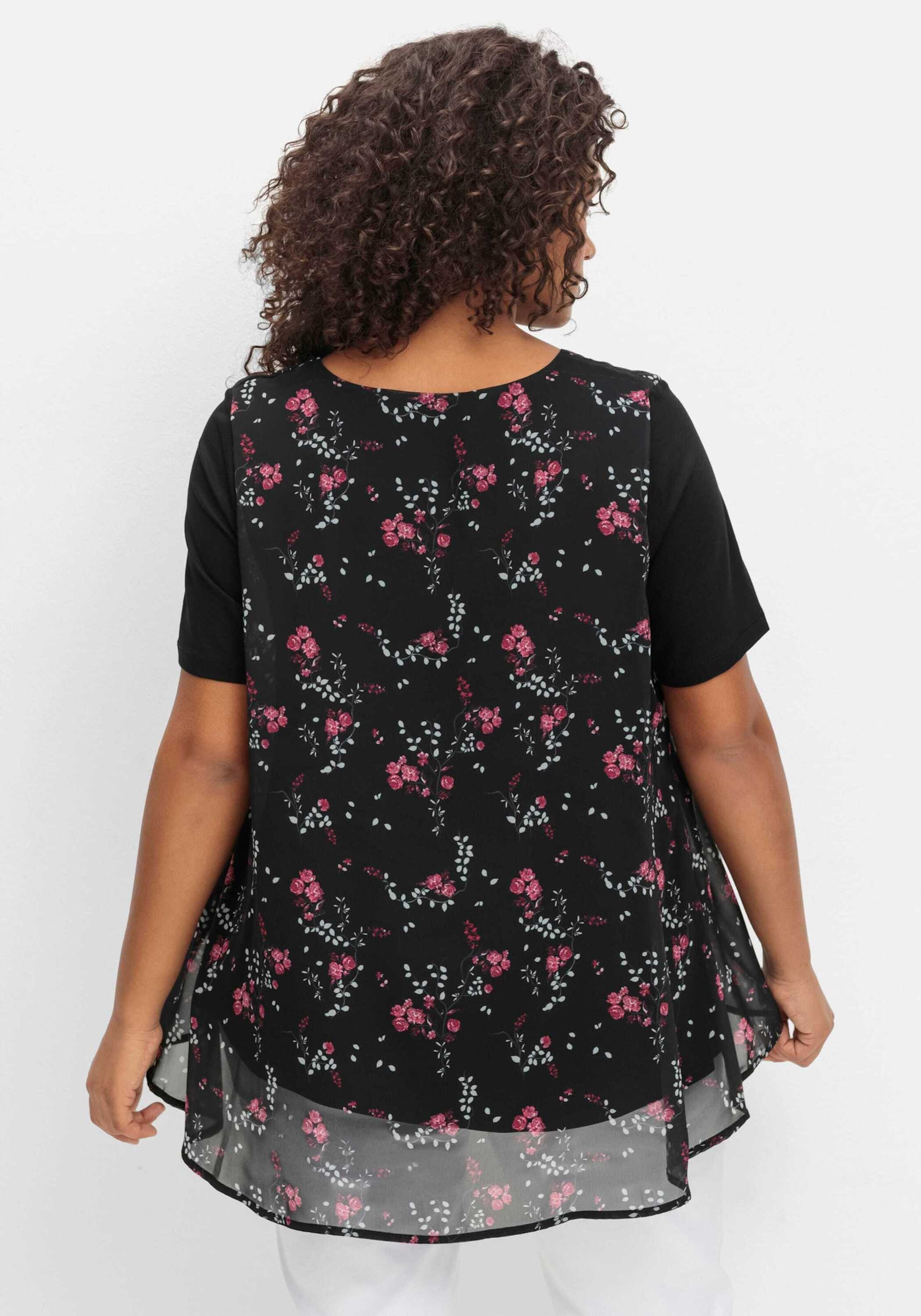 Sheego T-Shirt Blusenshirt Kurzarm aus Jersey und Chiffon günstig online kaufen