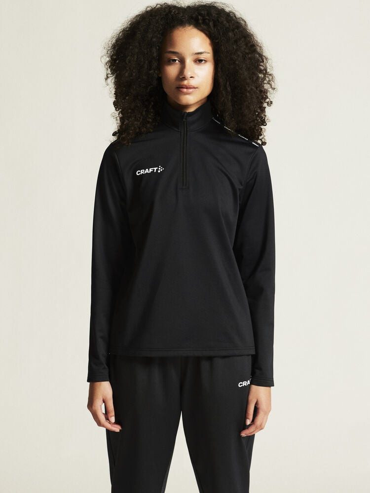 Craft Langarmshirt Squad Go Halfzip (Stehkragen, 100% rec. Polyester) schwarz Damen