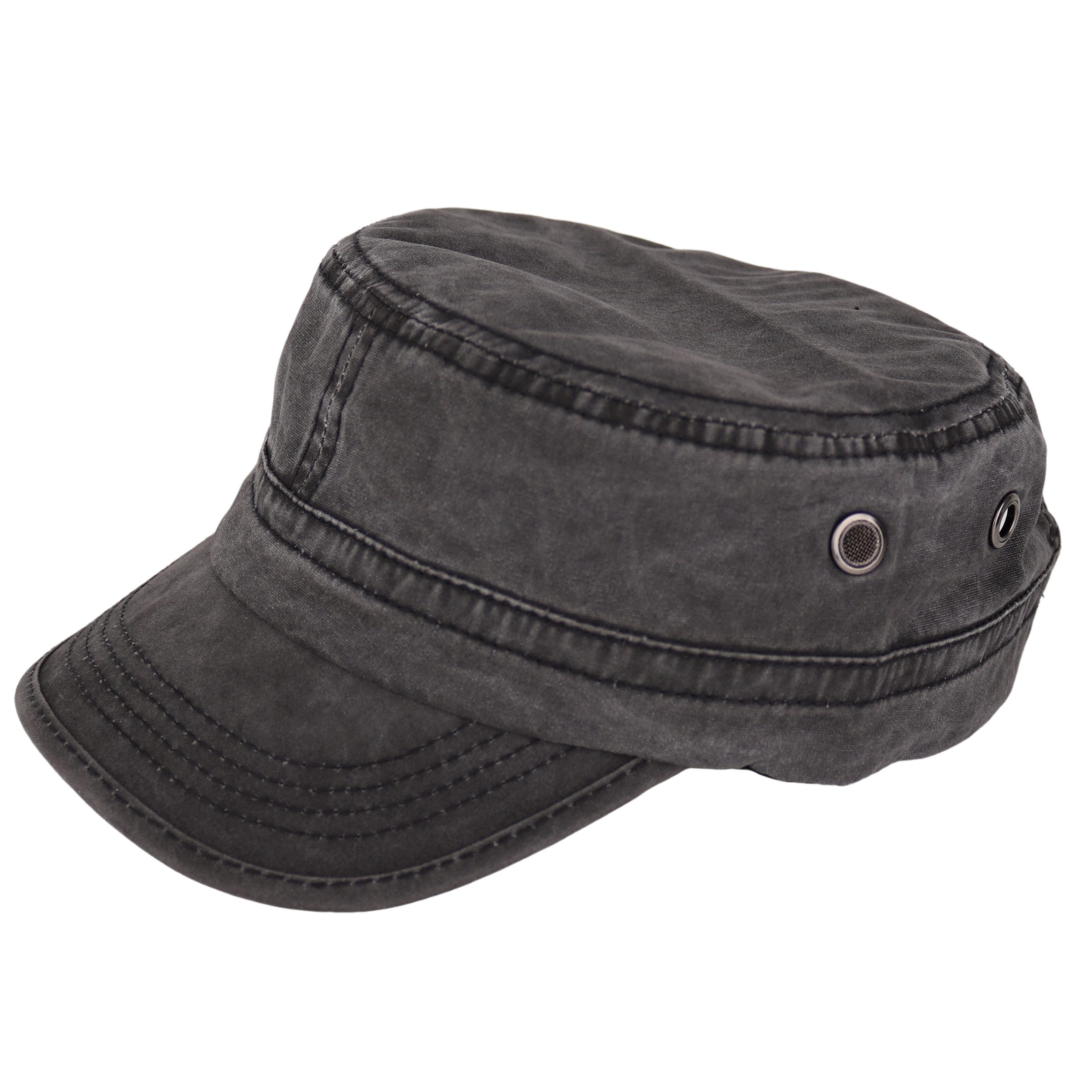 MIRROSI Army Cap Military Cap aus reinem Baumwolle mit Shirm used Look (Outdor Cap, Feldmütze, Kappe) Used Look, Atmungsaktiv, Einheitsgröße, Unisex, Damen Herren