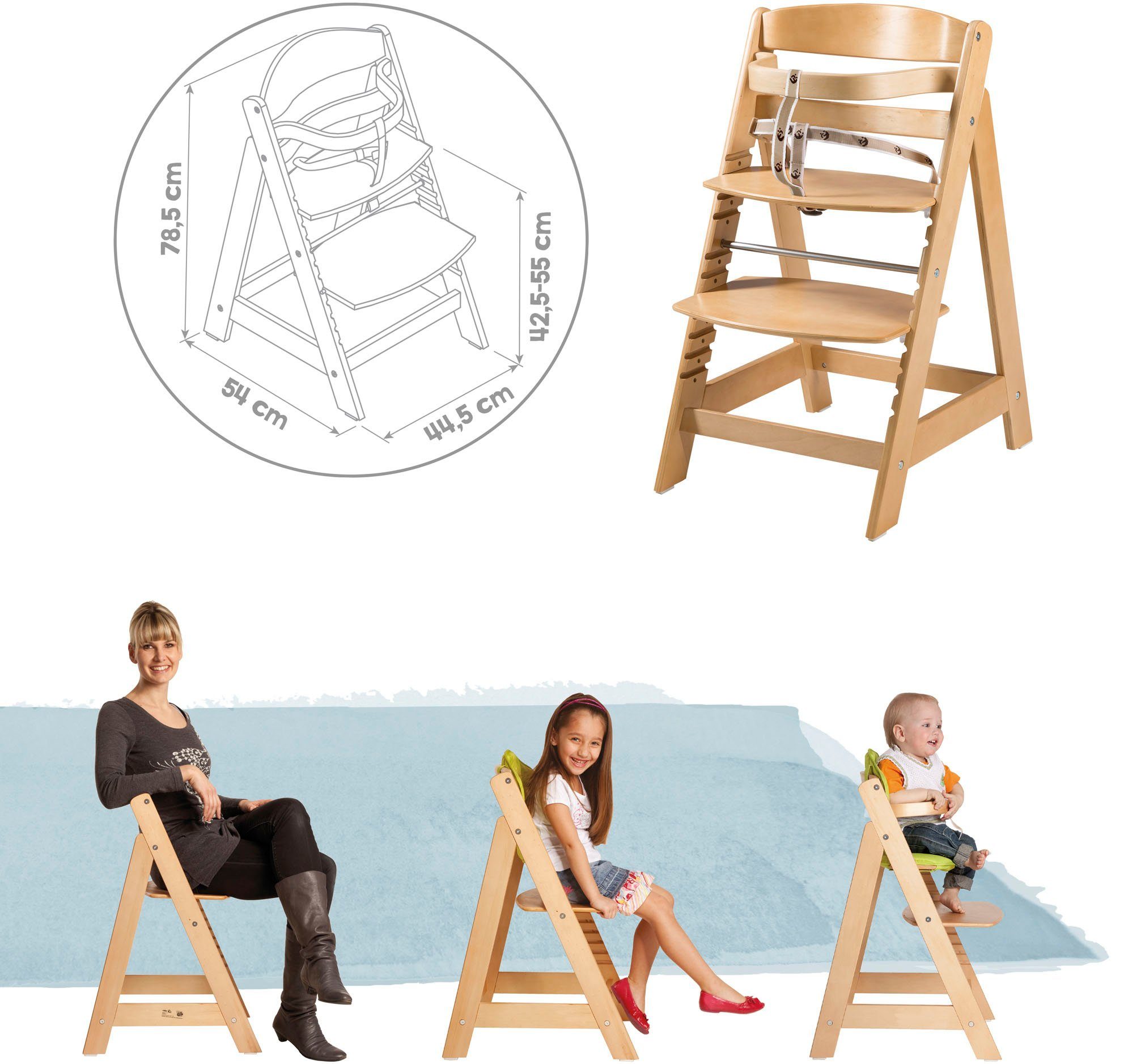 roba® Hochstuhl Treppenhochstuhl Sit Holz Up aus natur, Click