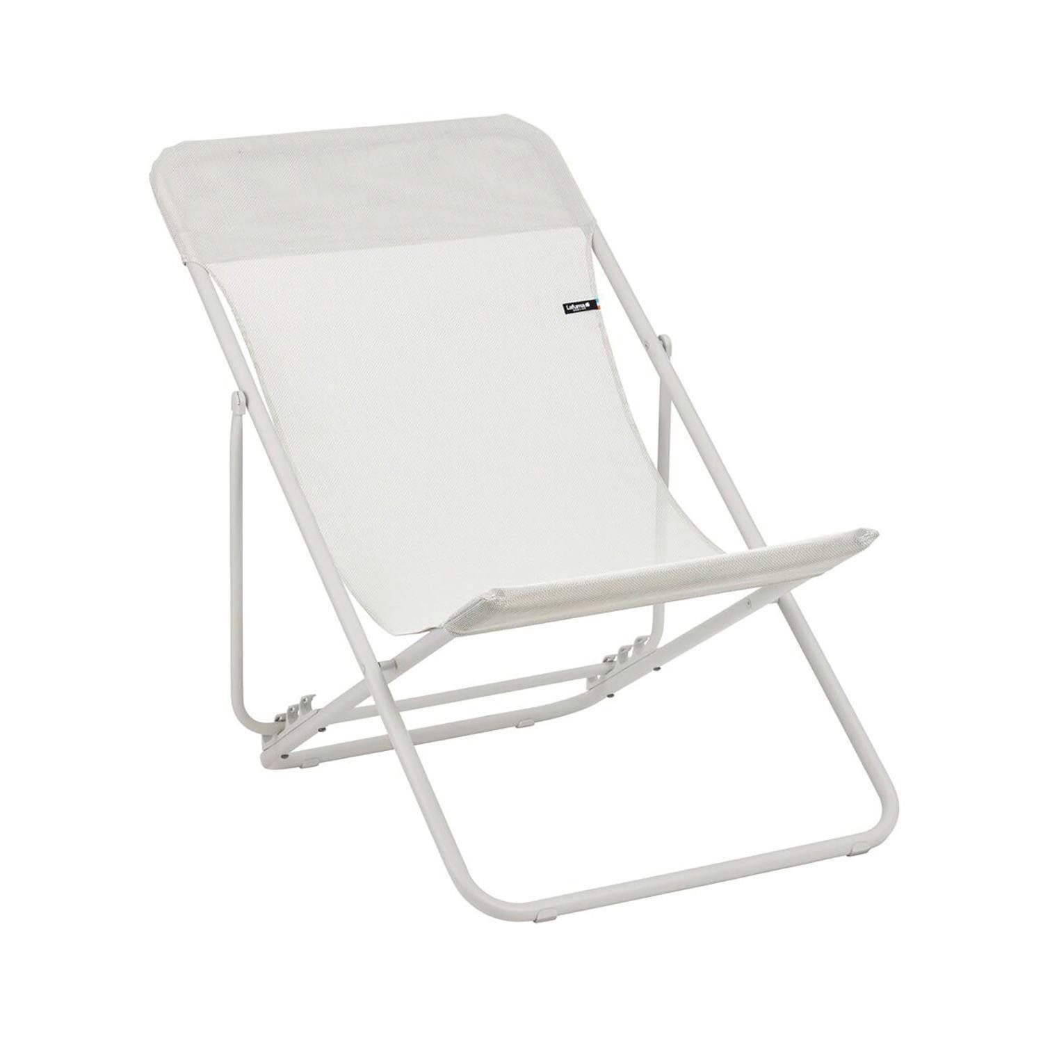 Lafuma Klappstuhl MAXI TRANSAT, Beige Seigle, Stahlrahmen, Batyline, Klappbar, verstellbare Rückenlehne, B 62 x H 91 x T 95 cm