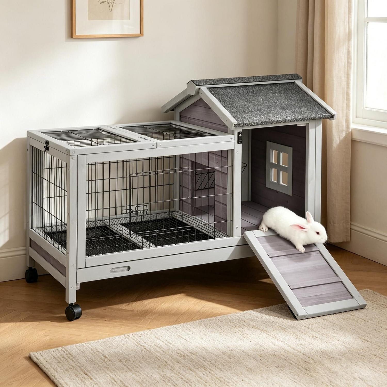 LuxusKollektion Kleintierkäfig Kaninchenstall Grau L