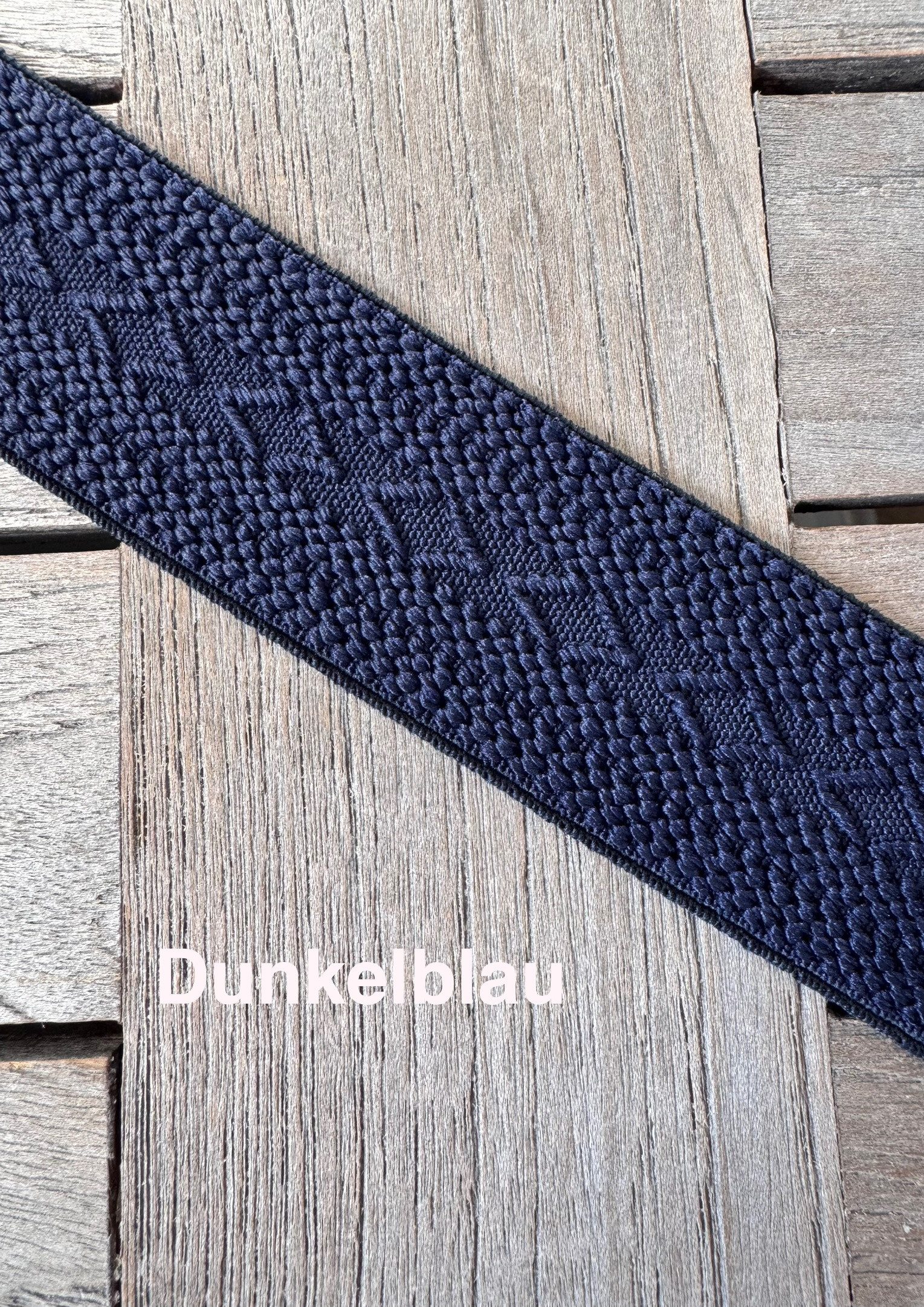 Hartmann-Knöpfe Gummiband Dunkelblau Gummiband Band elastisch 4 cm breit Borte strukturiert