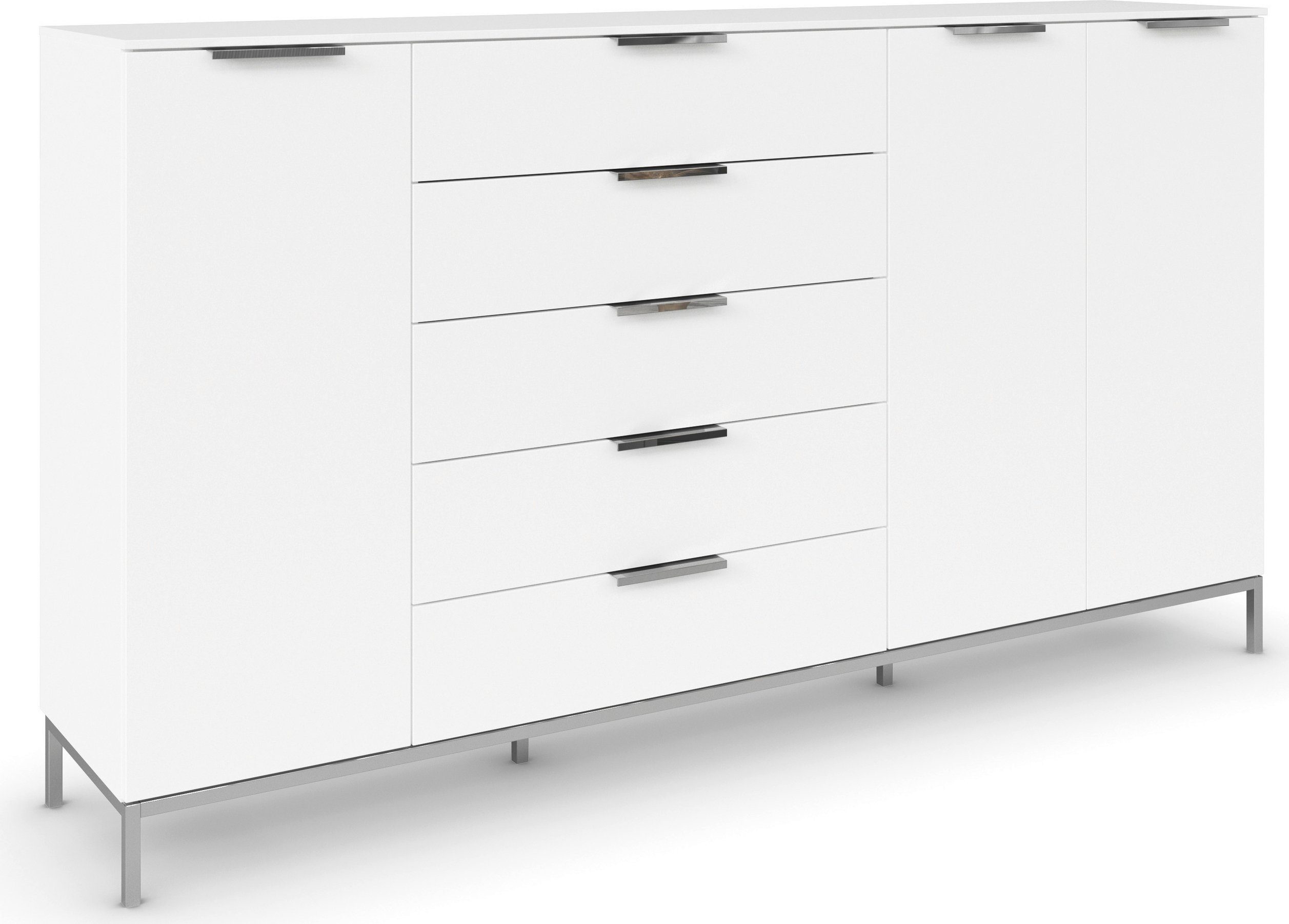 rauch Kombikommode Kommode Türkommode Sideboard Kombikommode FLIPP (Breite 200 cm mit 4 Einlegeböden), 3-türig mit 5 Schubladen und Soft-Close-Funktion