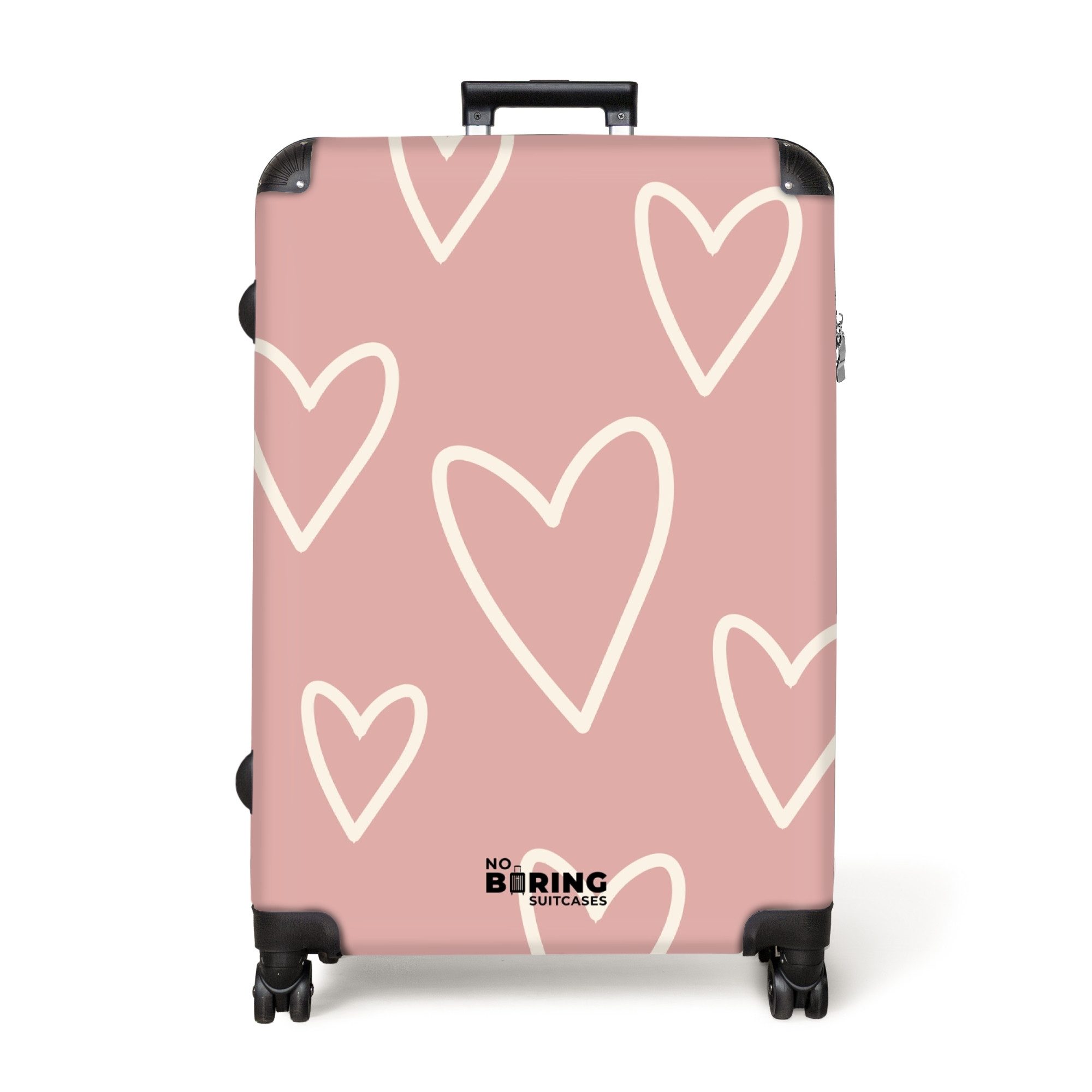 NoBoringSuitcases.com© Hartschalen-Trolley Rosa mit weißen Herzen günstig online kaufen