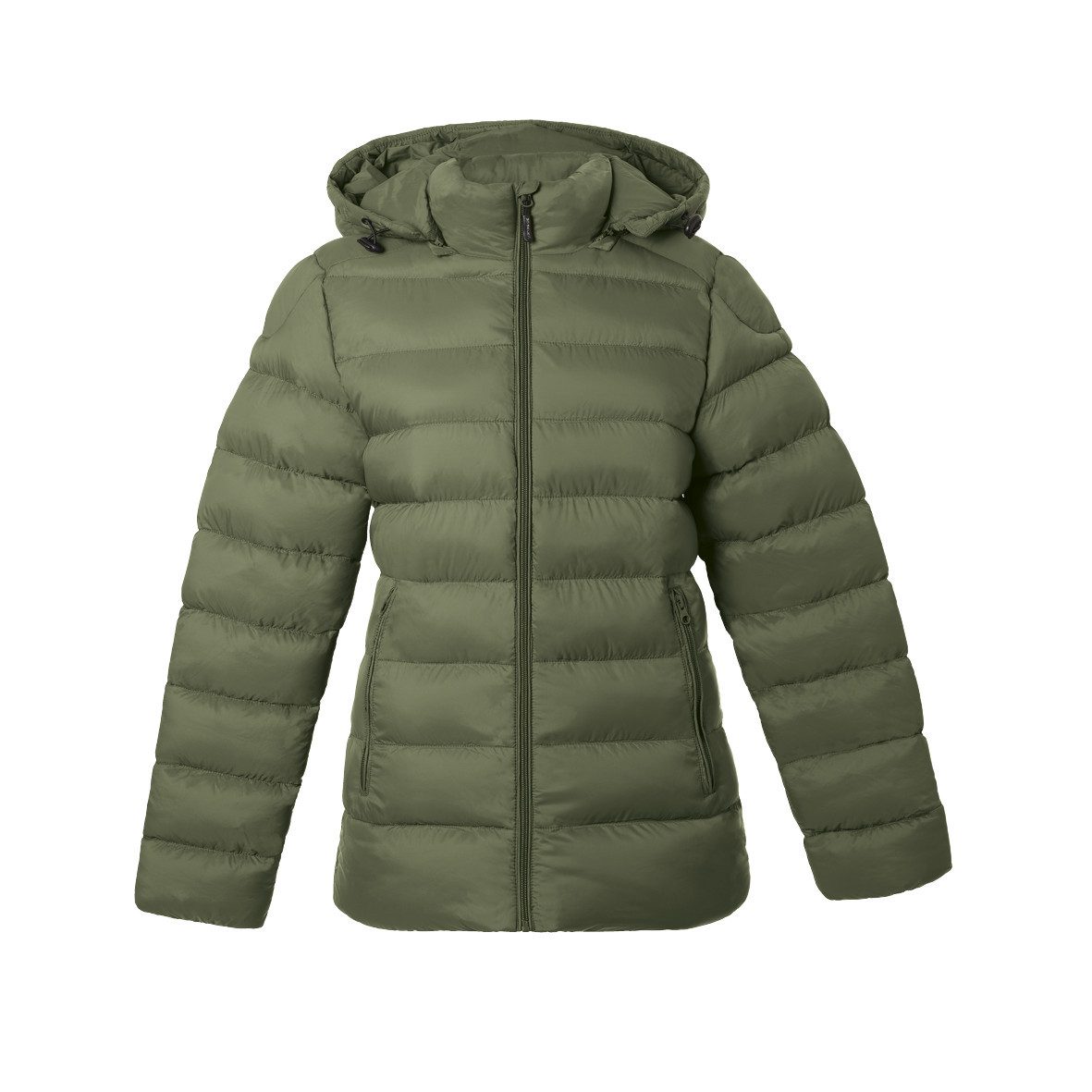 30seven Steppjacke beheizte Steppjacke Slim Fit mit verstellbarer Kapuze - Khaki 5V Set inkl. 2 Powerbanks & Ladegerät