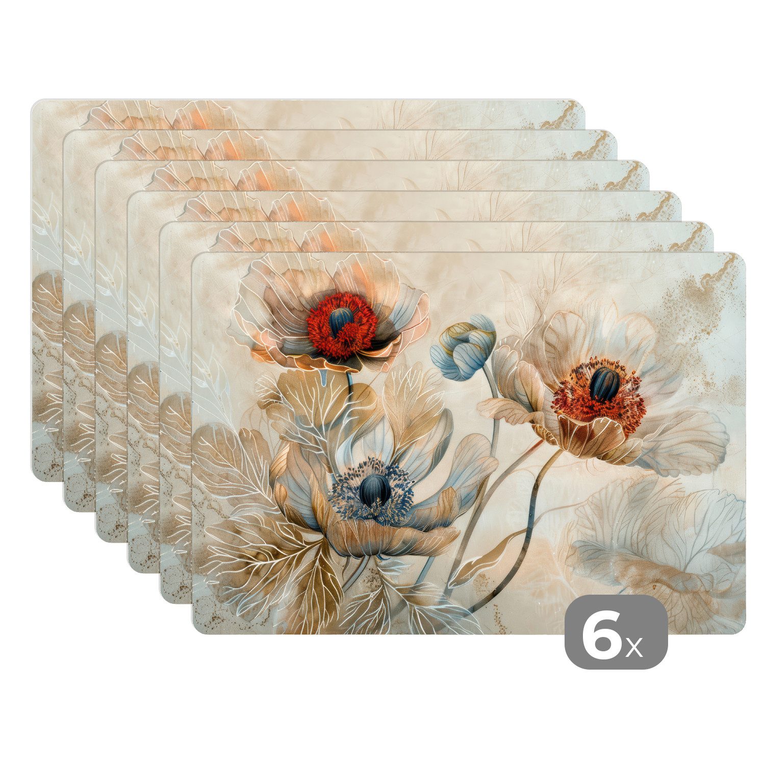 MuchoWow Platzset Blumen - Beige - günstig online kaufen