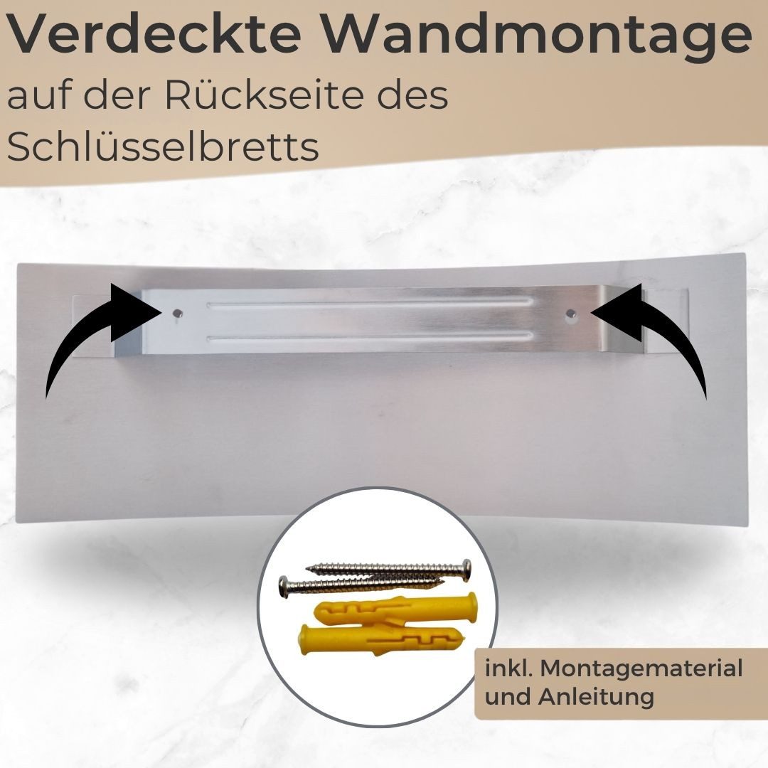 Zack Schlüsselbrett ERGO Edelstahl matt 35 cm, Wandmontage