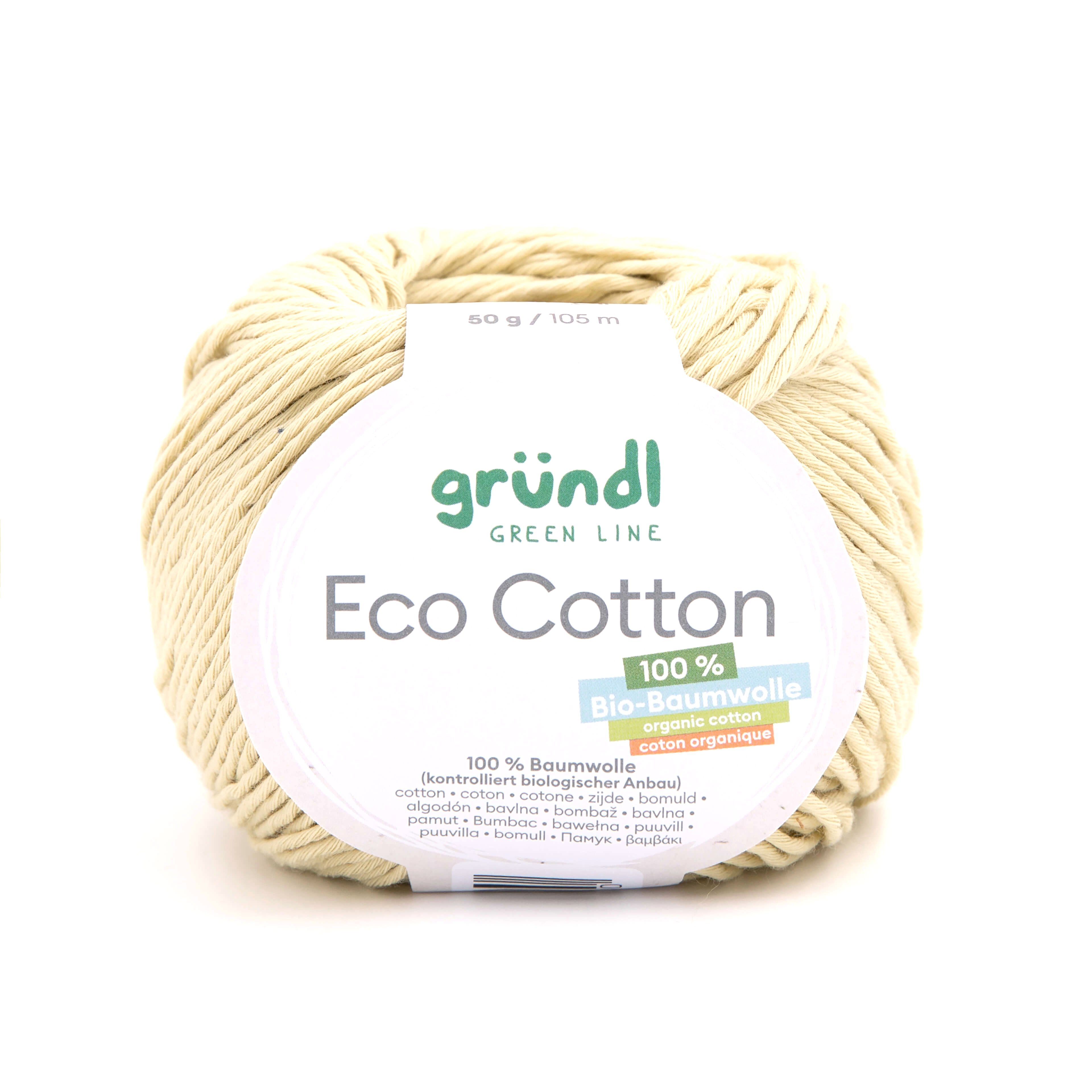 Gründl Wolle Eco Cotton Bio-Baumwolle kbA Baumwollgarn 50g Häkelwolle, 105,00 m (zum stricken und häkeln; mit Häkelanleitung zum download, Strickgarn, Handstrickgarn für Nadelstärke 3,5 - 4,5 mm), organic cotton