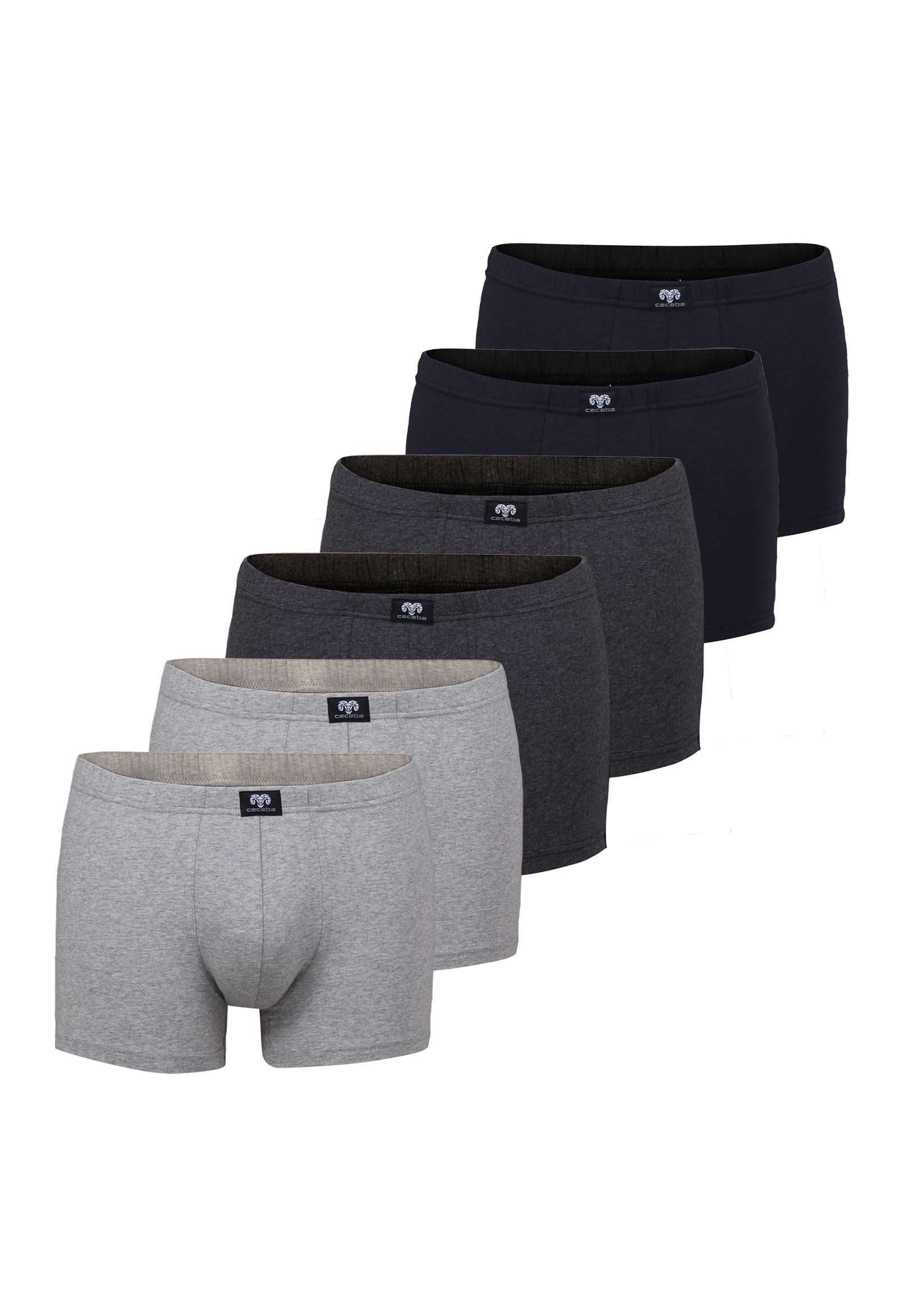 CECEBA Boxershorts CECEBA Herren Boxershorts Unterhosen 6er Pack (6-St) grau-dunkel-melange | Boxershorts