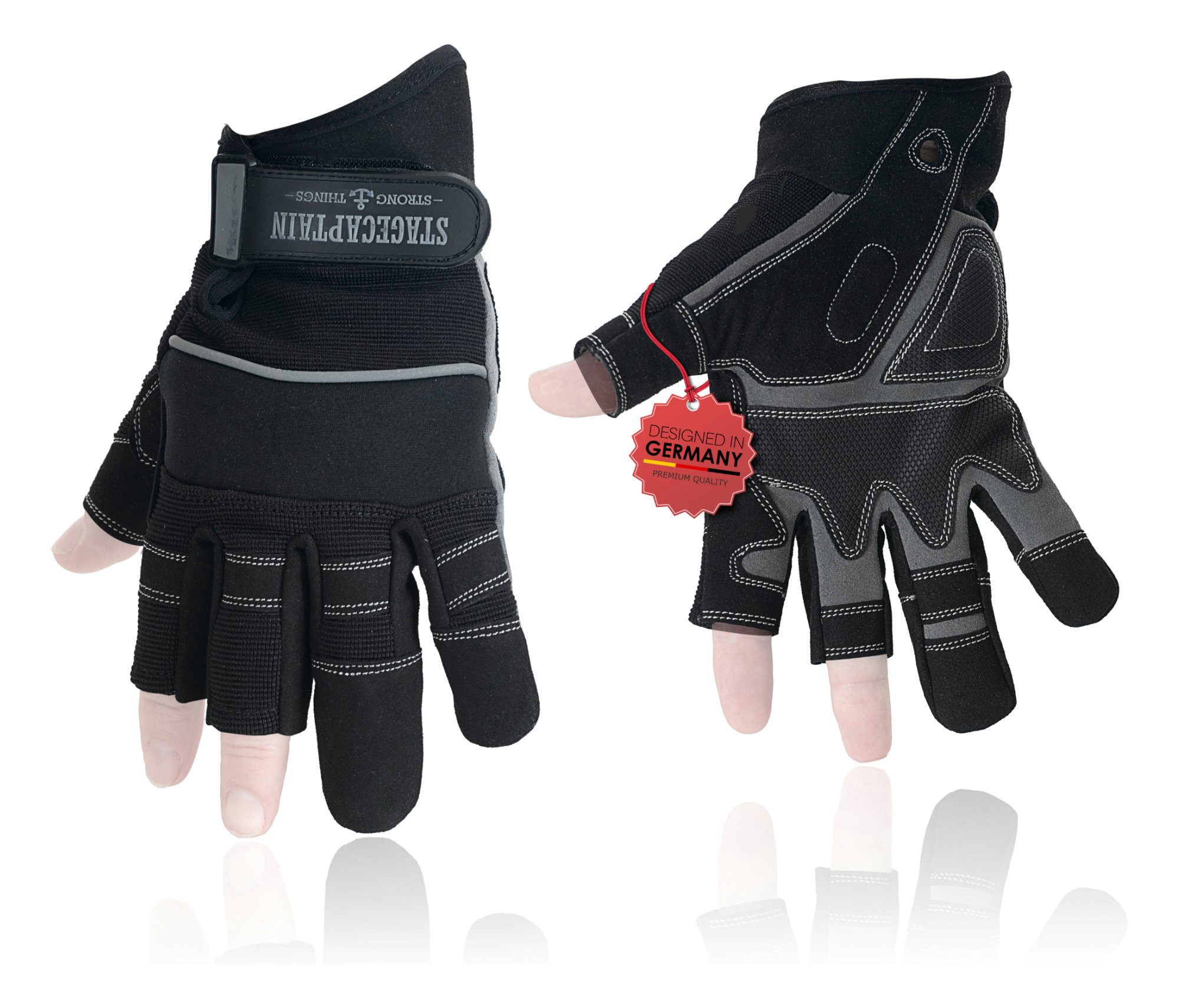 Arbeitshandschuh-Set Rigger Handschuhe mit 3 kurzen Fingern - Größe M