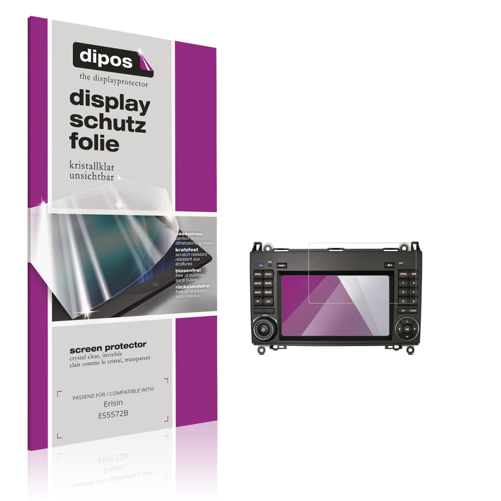 dipos Displayschutzfolie Schutzfolie für Erisin ES5572B, 2 Stück, Displayschutz Schutz Folie Made in Germany