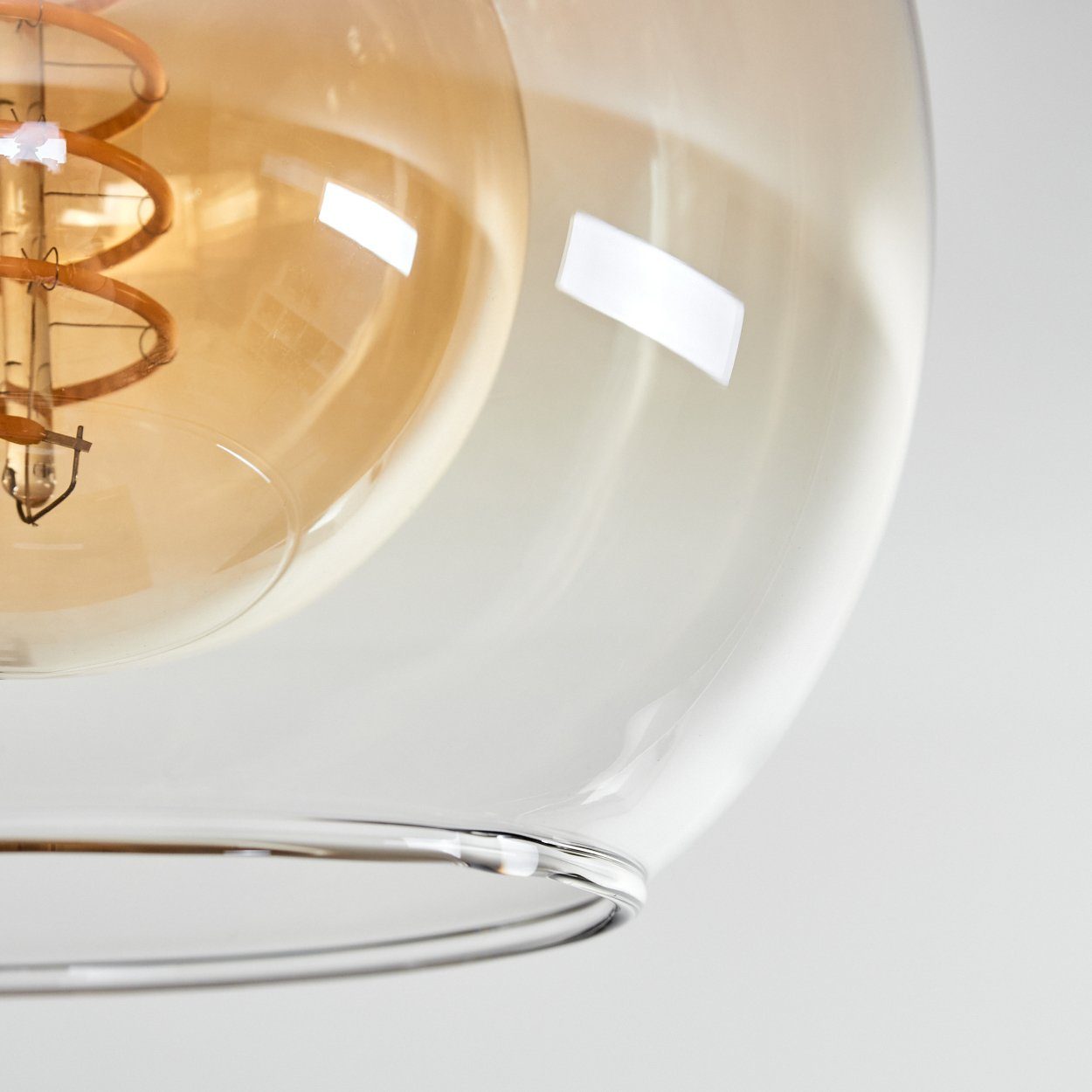 hofstein Deckenleuchte Deckenlampe aus Metall/MDF/Glas in Schwarz/Braun in Holzoptik, ohne Leuchtmittel, mit Schirmen aus Glas (15 cm), 3 x E27, ohne Leuchtmittel