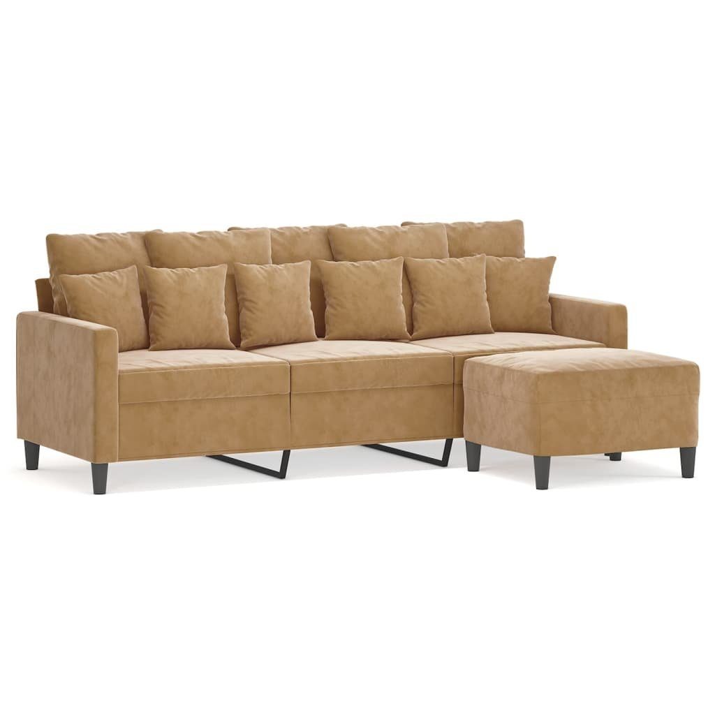 vidaXL Sofa 3-Sitzer-Sofa mit Hocker Braun günstig online kaufen