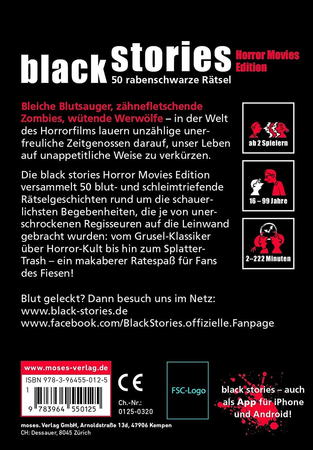 Kartenspiel Edition moses Black Movies Horror Stories Spiel, -