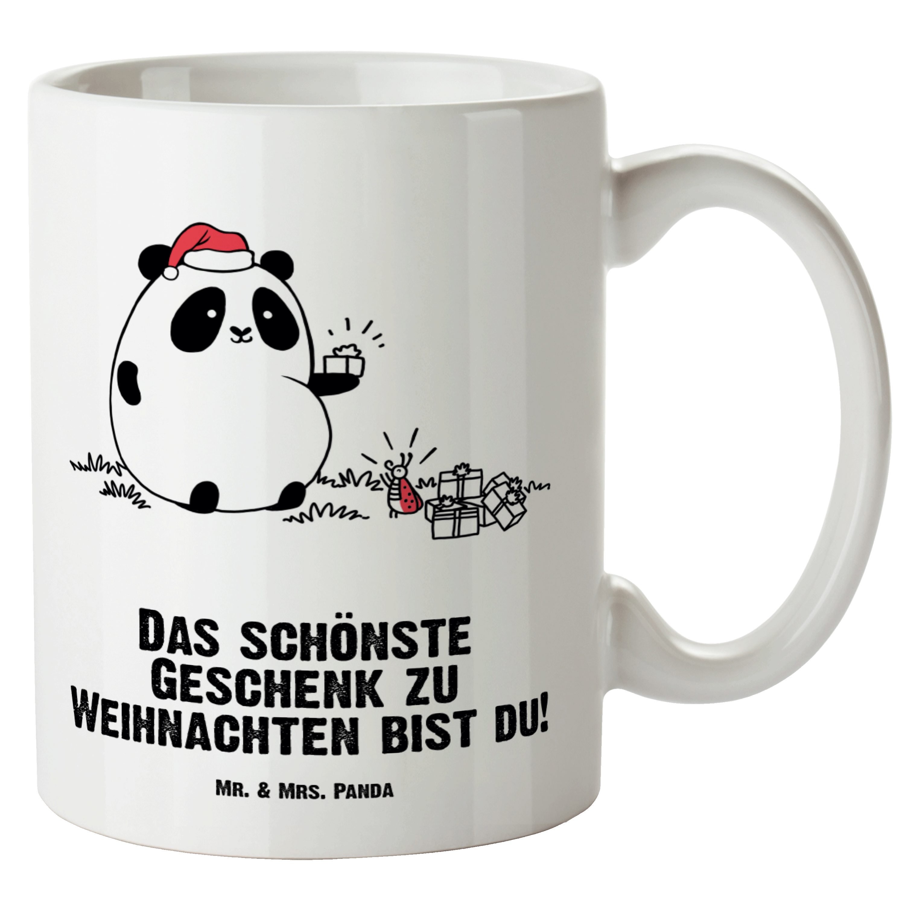 Mr. & Mrs. Panda Tasse Easy & Peasy Weihnachtsgeschenk - Weiß - Jumbo Tasse, spülmaschinenfe, XL Tasse Keramik