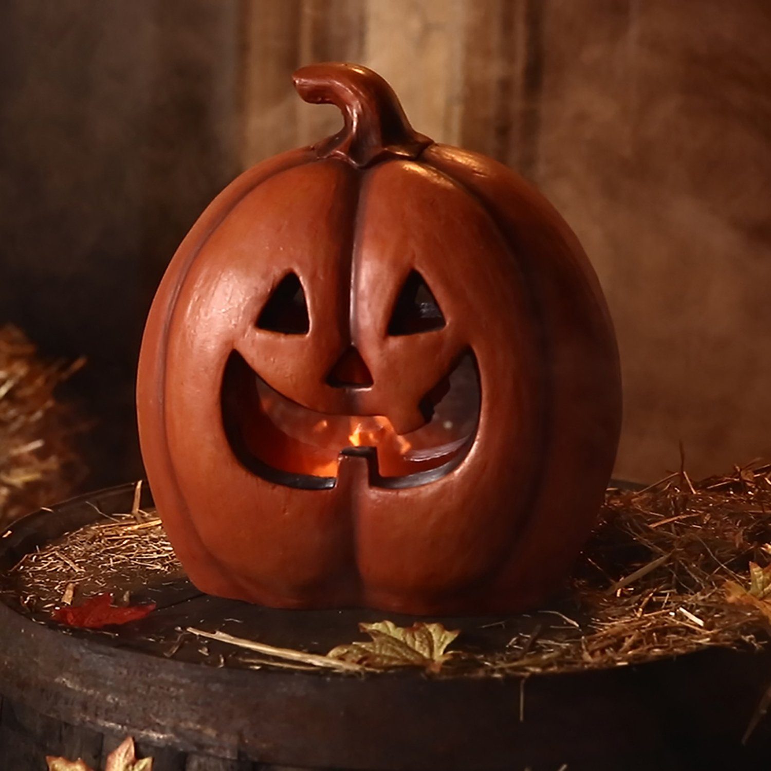 Köhko Köhko Kürbislaterne Flammeneffekt orangefarbigen Dekoobjekt in mit LEDs Ostern beleuchte Halloween Weihnachten für Dekorative Lampe