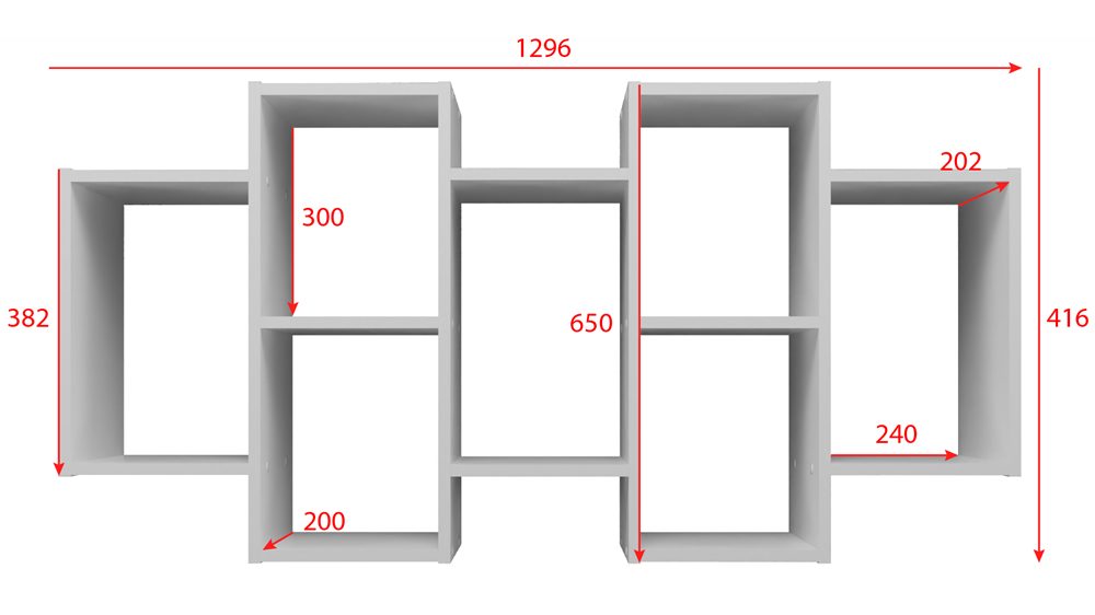 Raumhirsch Furniture Hängeregal Regal, Wandregal, Hängeregal mit offenen 7 Fächern, Maße 129,5 x 20 x 65 cm, einfache Montage, Wandmontage, Dekoratives Regal – Bild 4 von 5