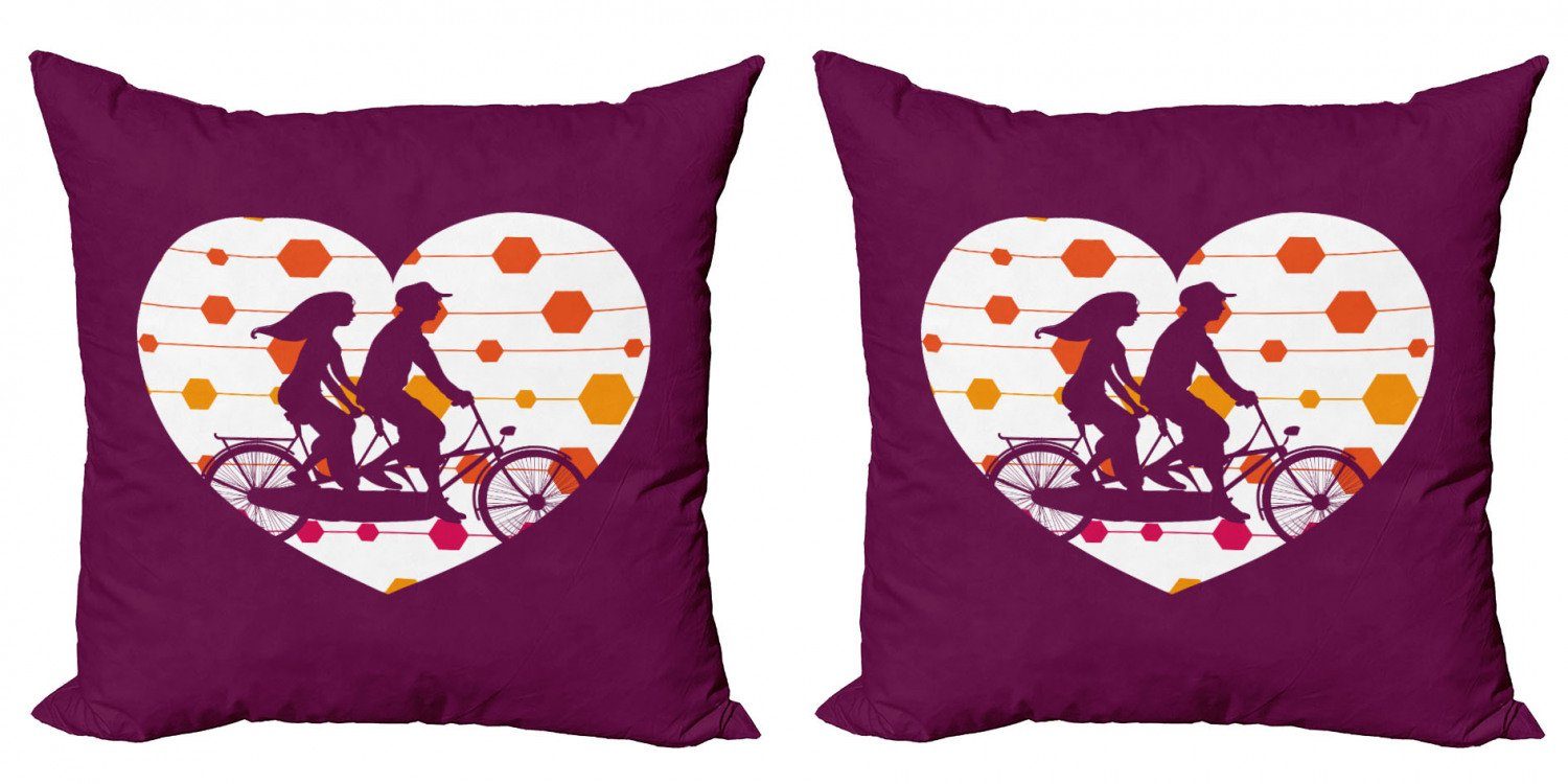Kissenbezüge Modern Accent Doppelseitiger Digitaldruck, Abakuhaus (2 Stück), Bike-Party Frau und Mann auf Fahrrad