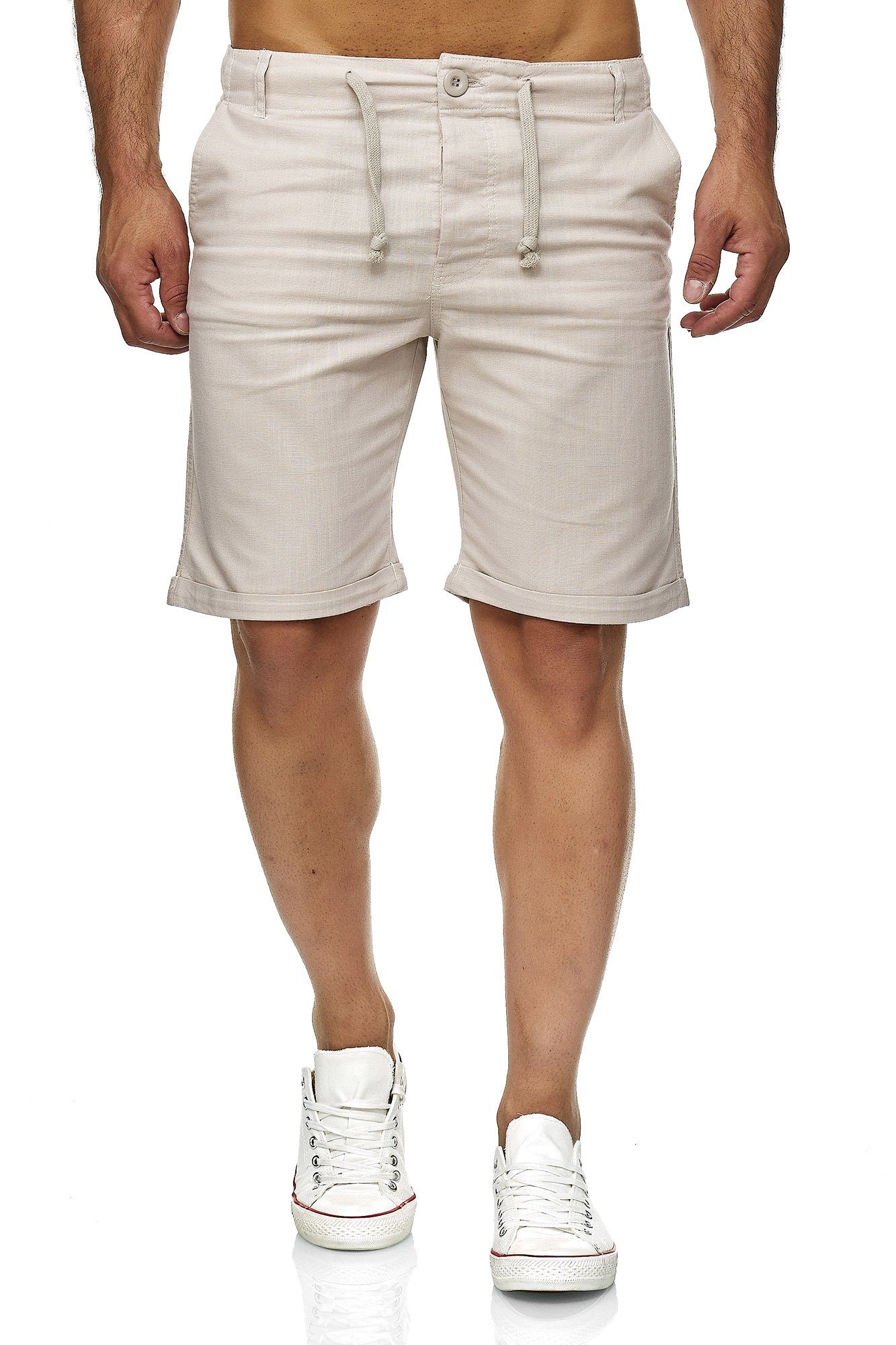 Männer im Reslad Reslad (1-tlg) Freiz Leinen-Look Kurze kurze Leinenhose lässige Strandhose beige Männer Leinenhose Leinen-Shorts Herren Hose