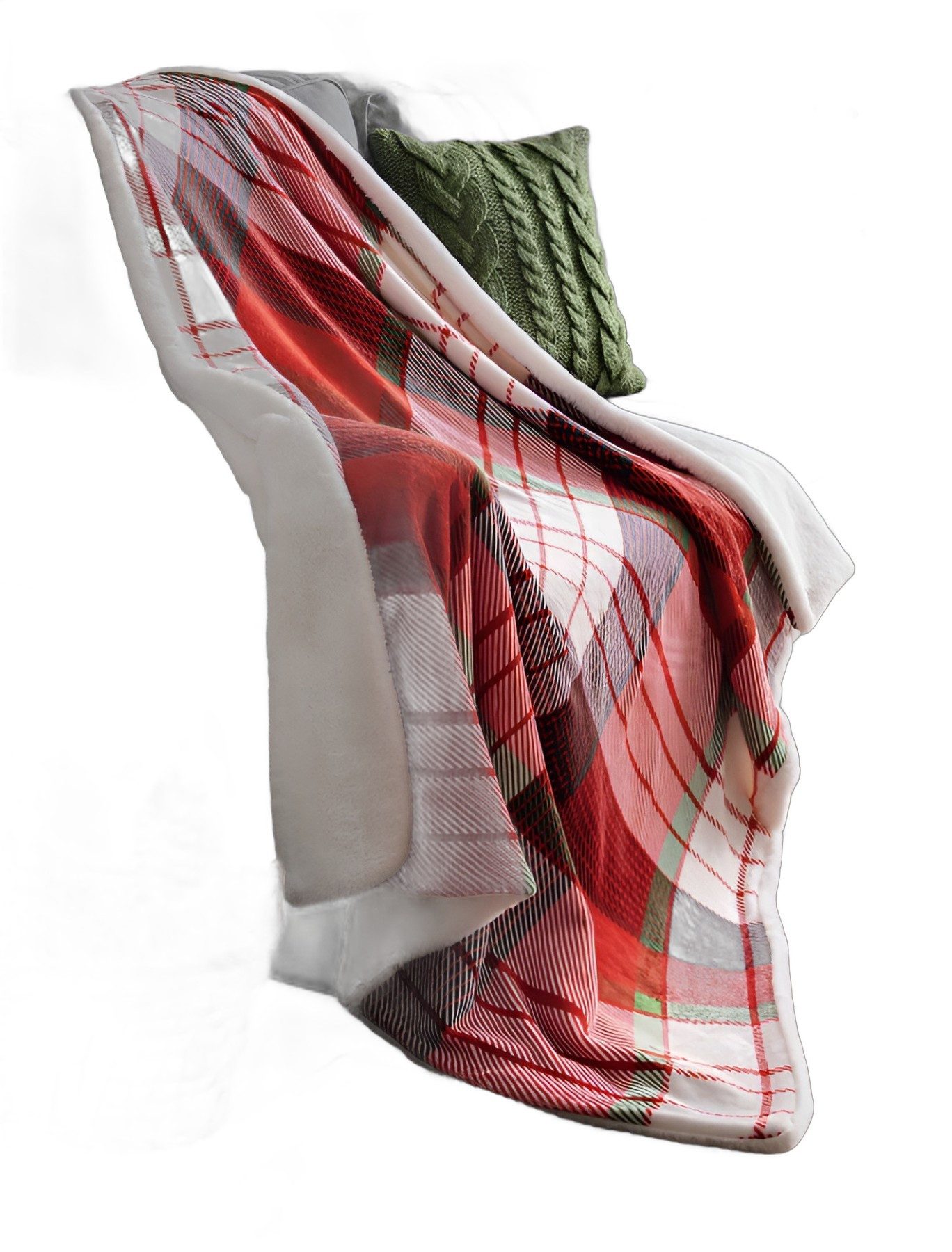 Wohndecke Kuscheldecke "Weihnachtskaro" weich 130x160 cm, Sofadecke Couchdecke, Dekoleidenschaft, warme Flanell Decke für Sofa & Sessel, kariert