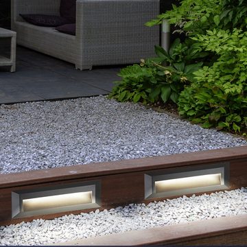 etc-shop LED Einbaustrahler, LED-Leuchtmittel fest verbaut, Neutralweiß, LED Außen Stufen Lampe Wand Leuchte grau Garten Treppen Beleuchtung
