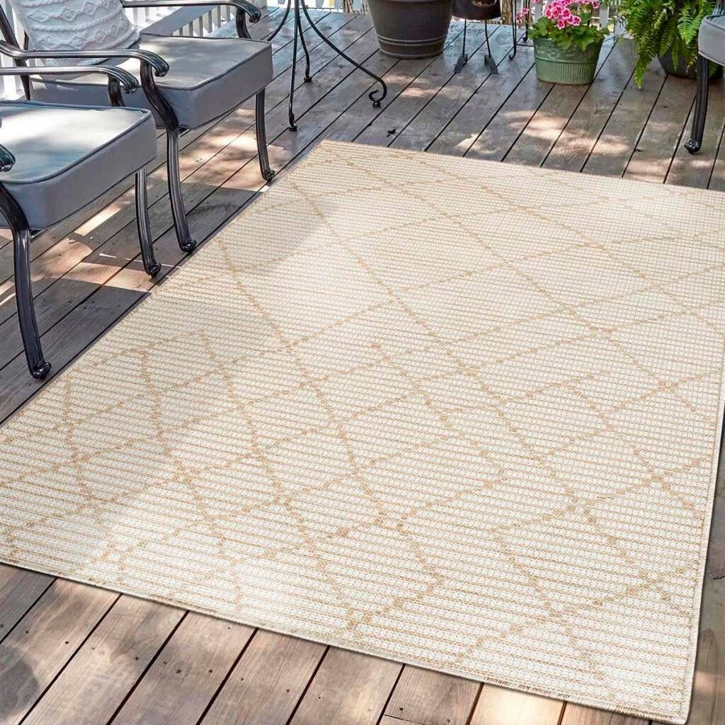 Teppich Palm, Carpet City, mm, gewebt 5 Höhe: UV-beständig, & Wetterfest flach creme rechteckig