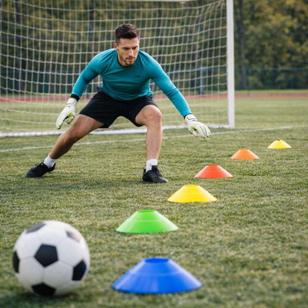 Outdoorn Trainingshilfe 20 Markierungshütchen Hütchen farbig, Zubehör Fußball Slalomtraining