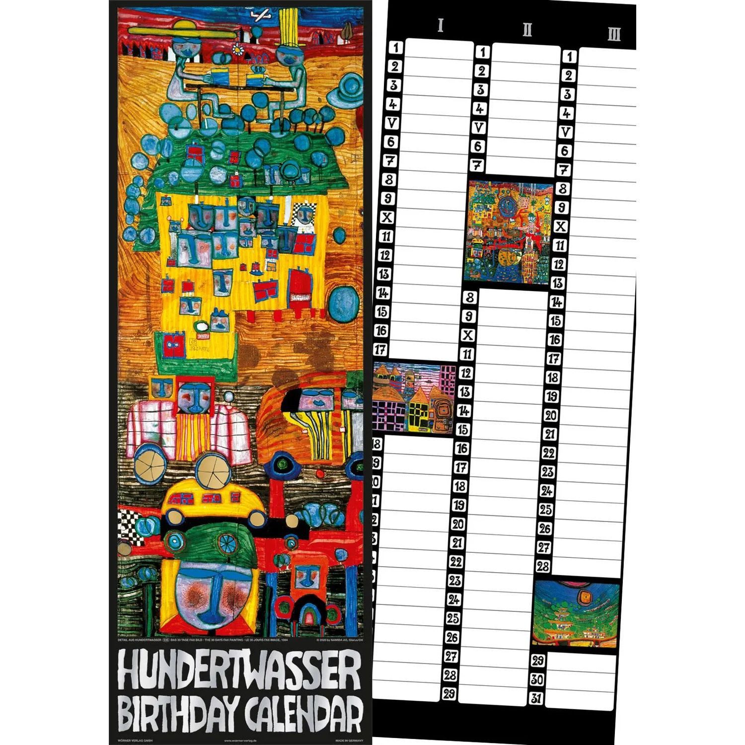 Wörner Wandkalender Hundertwasser Birthday Calendar
