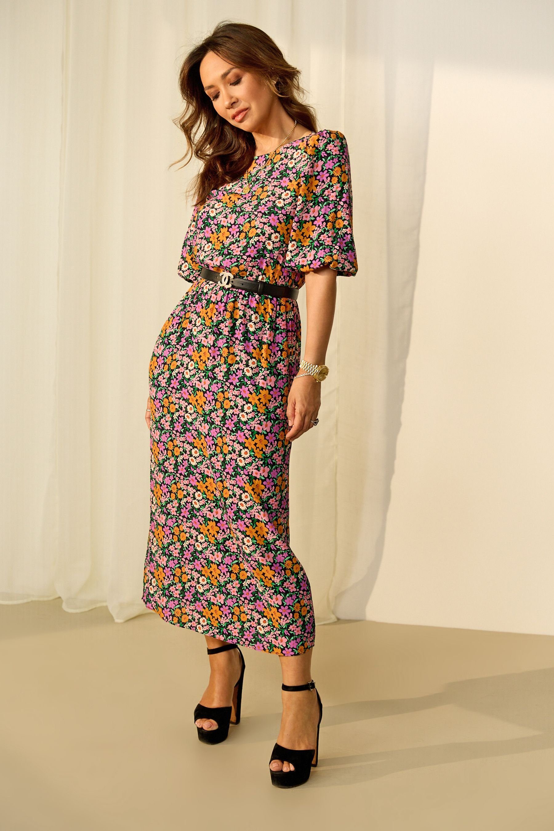 Myleene Klass Druckkleid Myleene Klass Kleid mit Aztekenmuster Animalprint (1-tlg)