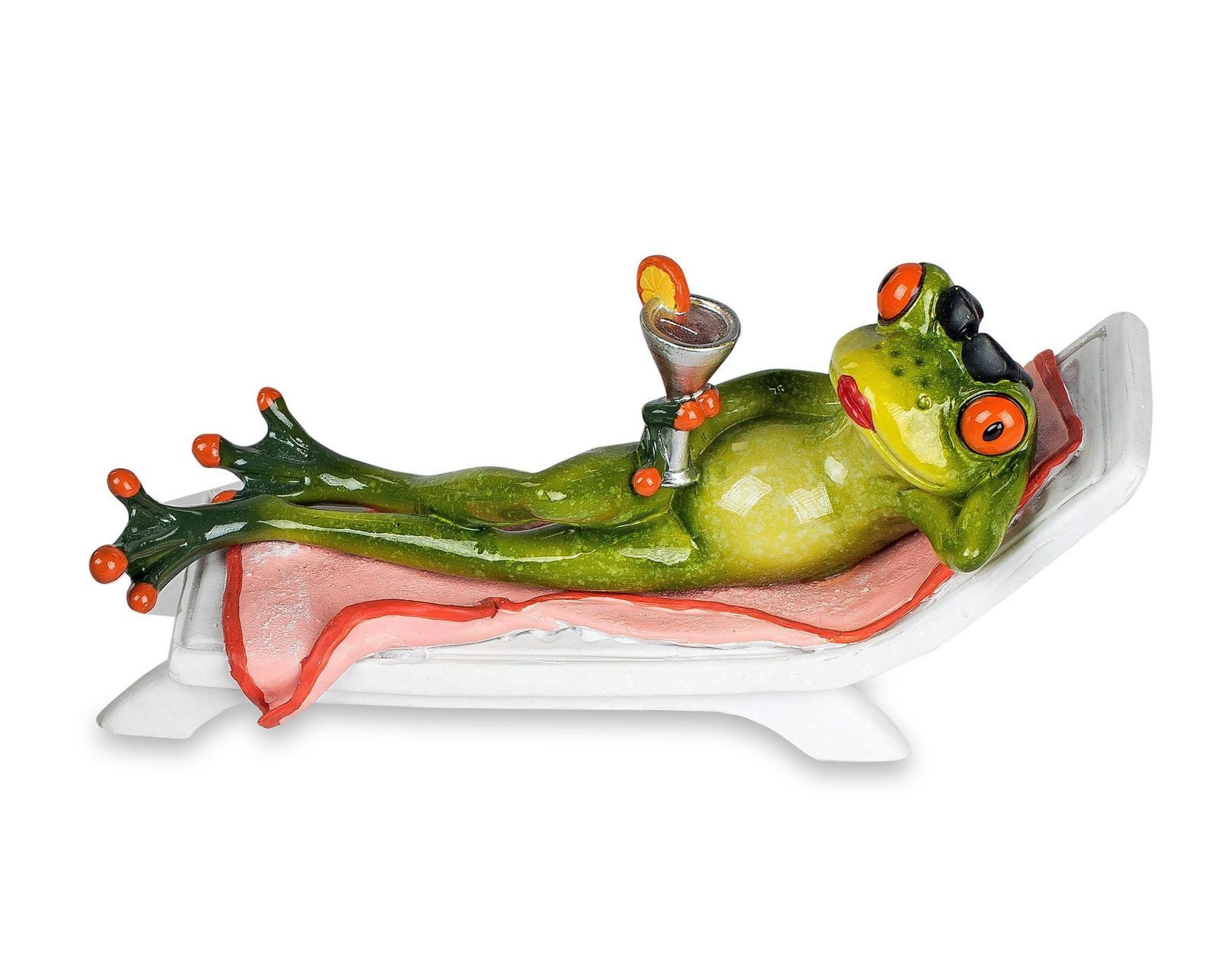 formano Sammelfigur 2er Set Formano lustige Frösche Frosch auf Liege im Urlaub Poly 16 cm